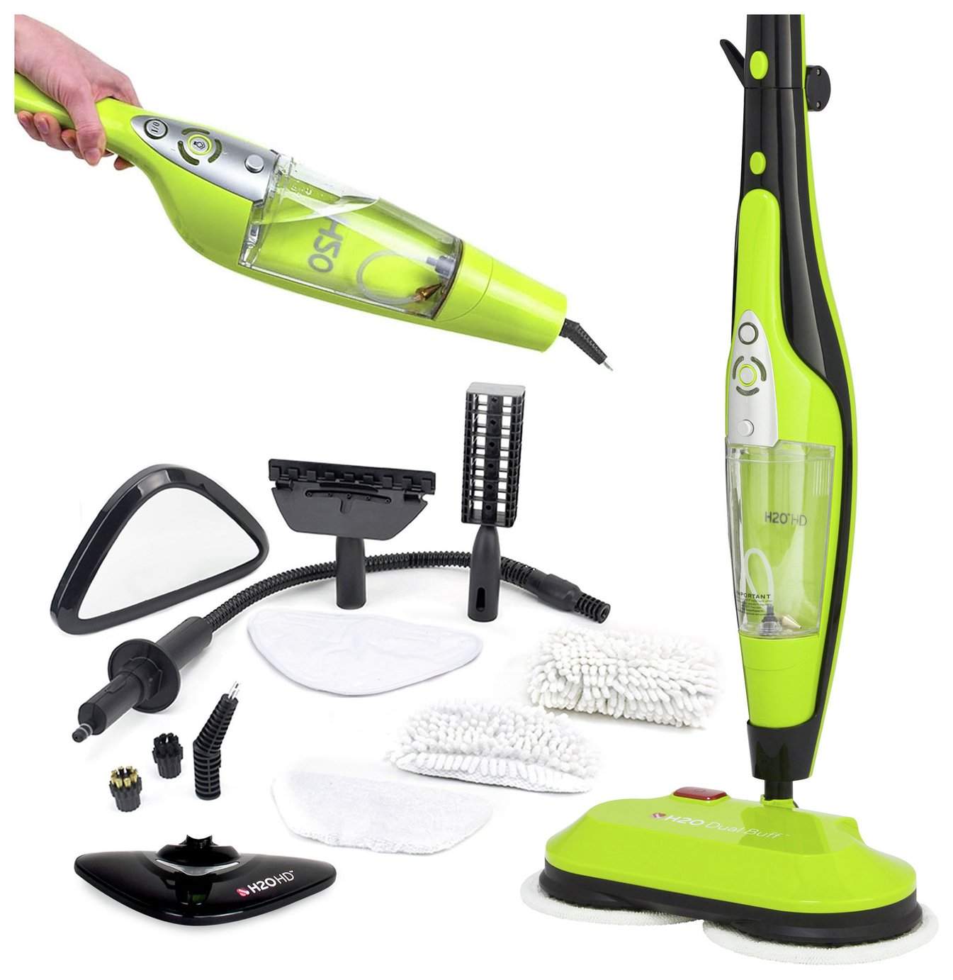 H2O HD 8-in-1 Steam Cleaner, Scrubber, Buffer & Polisher