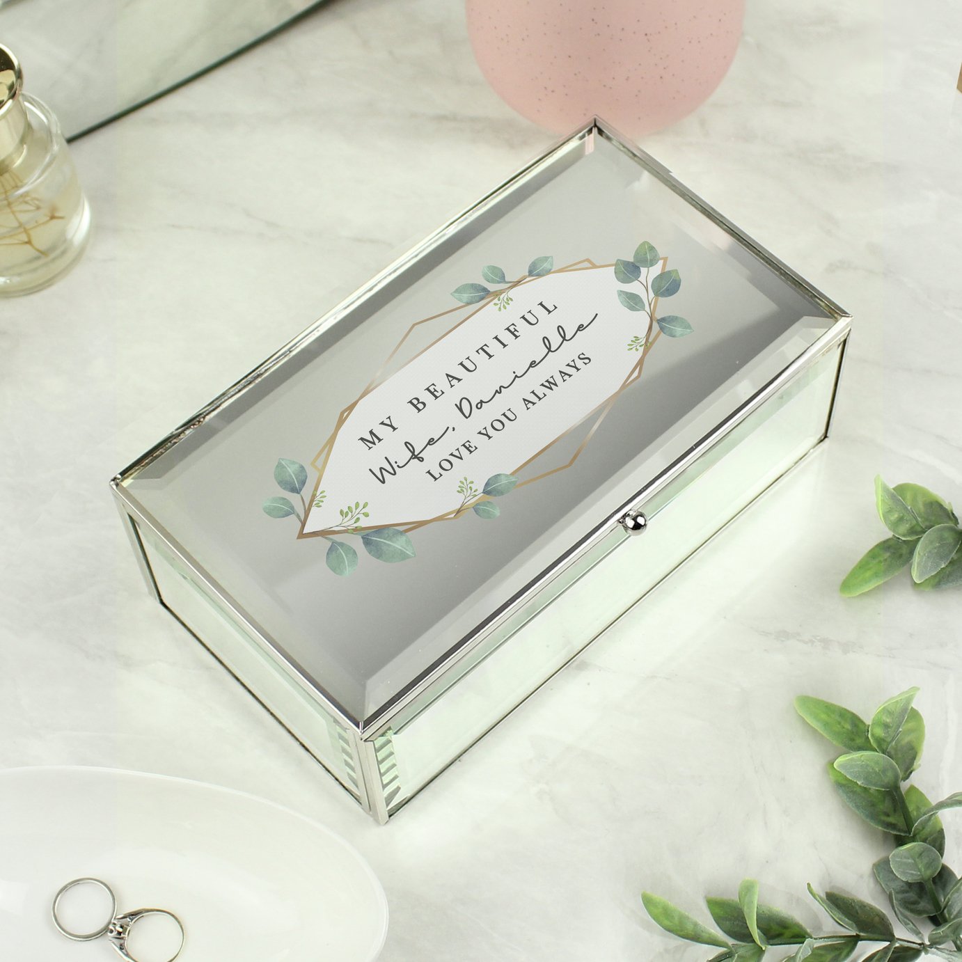 Personalised Message Botanical Jewellery Box