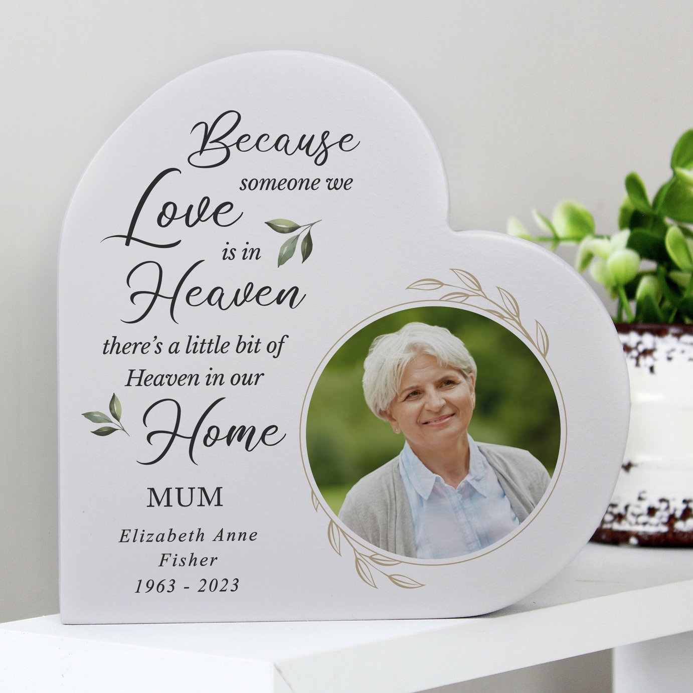 Personalised Message Memorial Photo Upload Heart Ornament