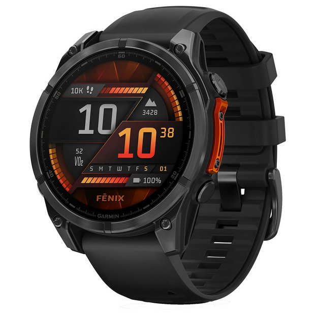 Buy Garmin Fenix 8 47mm Smart Watch Glass Grey Black Fitness and activity trackers Argos