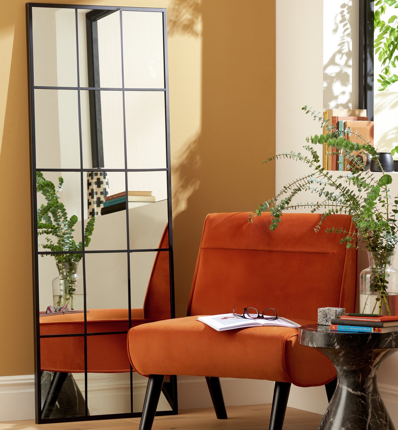 Habitat Black Window Full Length Wall Mirror - 140x60cm