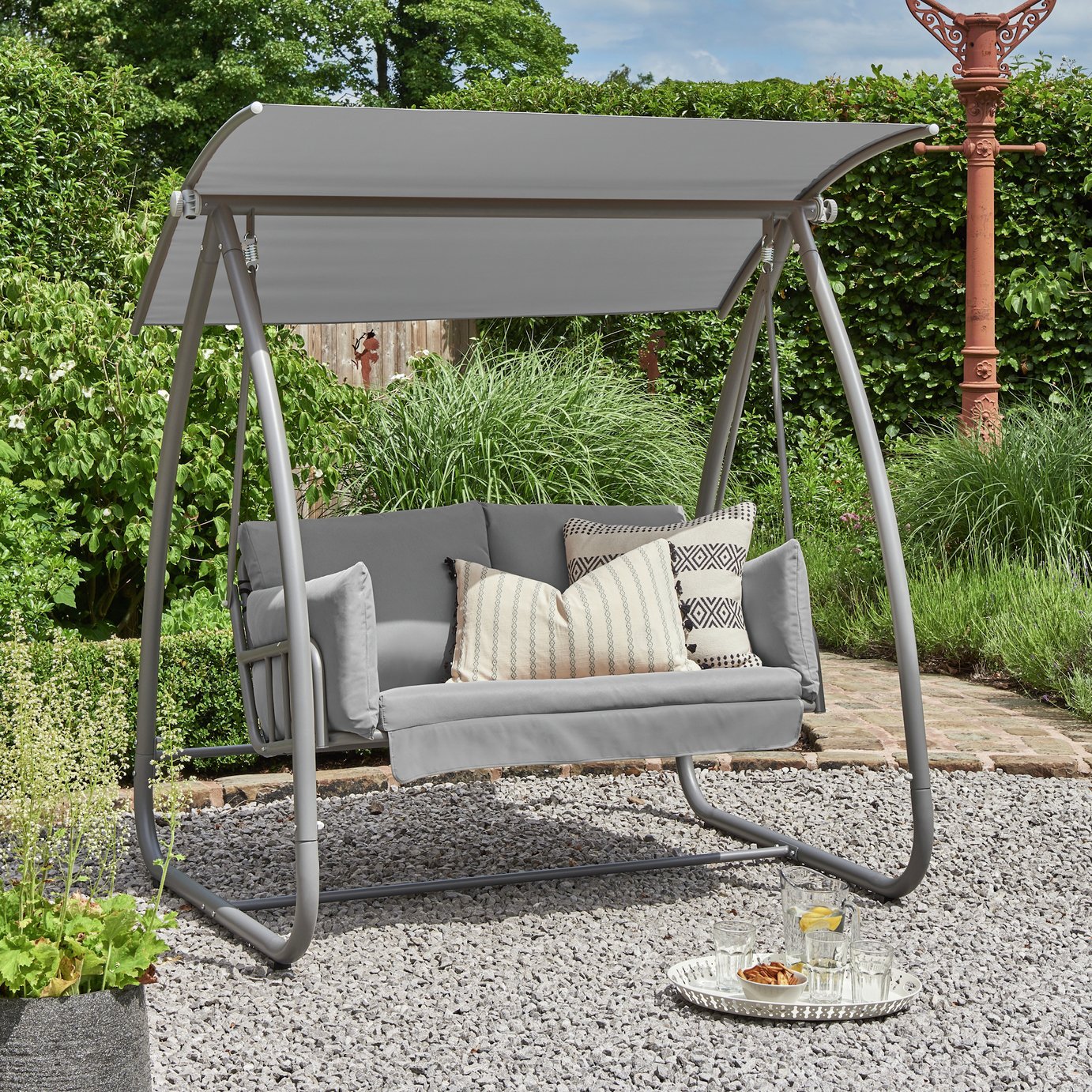 Norfolk Leisure 2 Seater Aluminium Garden Swing Chair - Grey