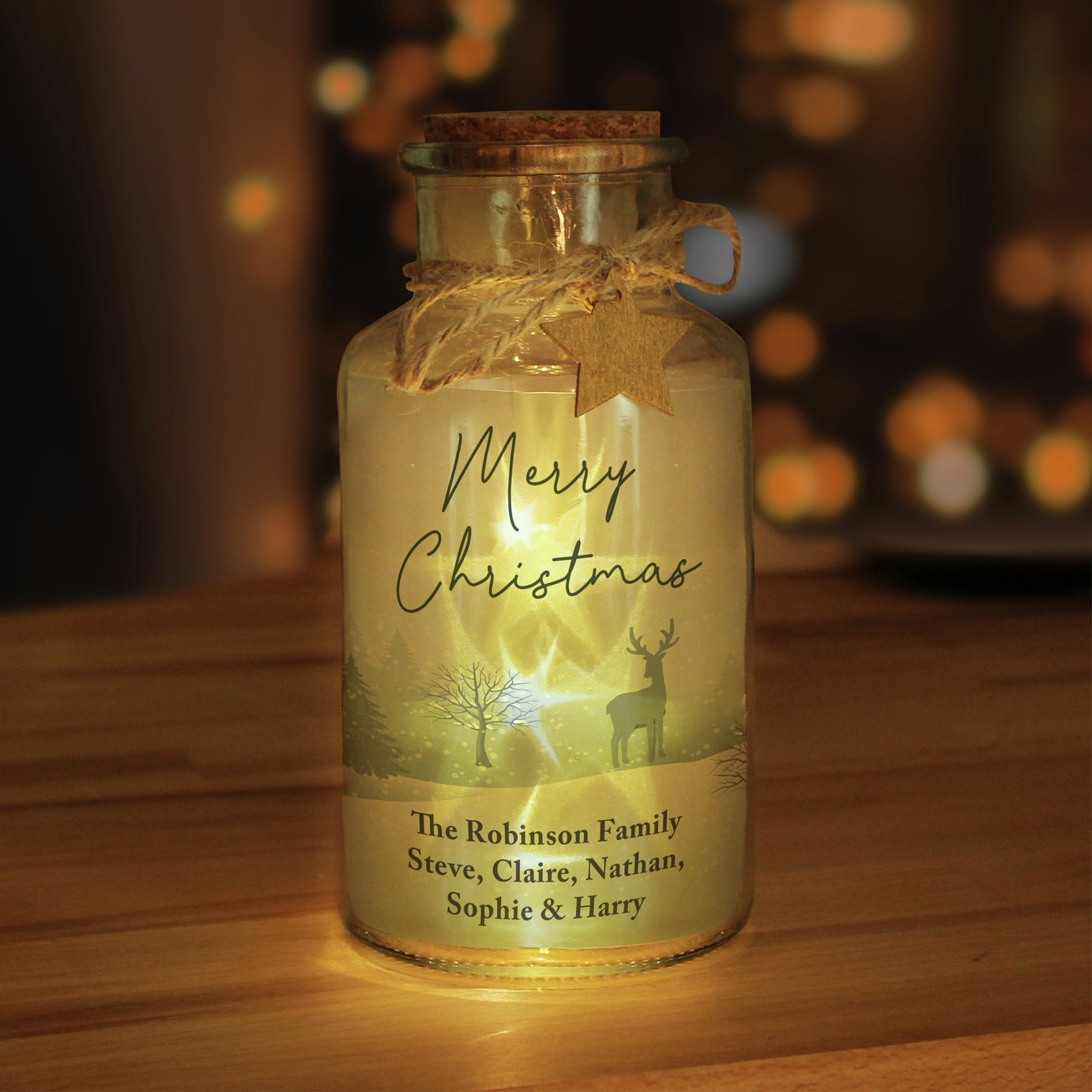 Personalised Message LED Jar Merry Christmas Decoration