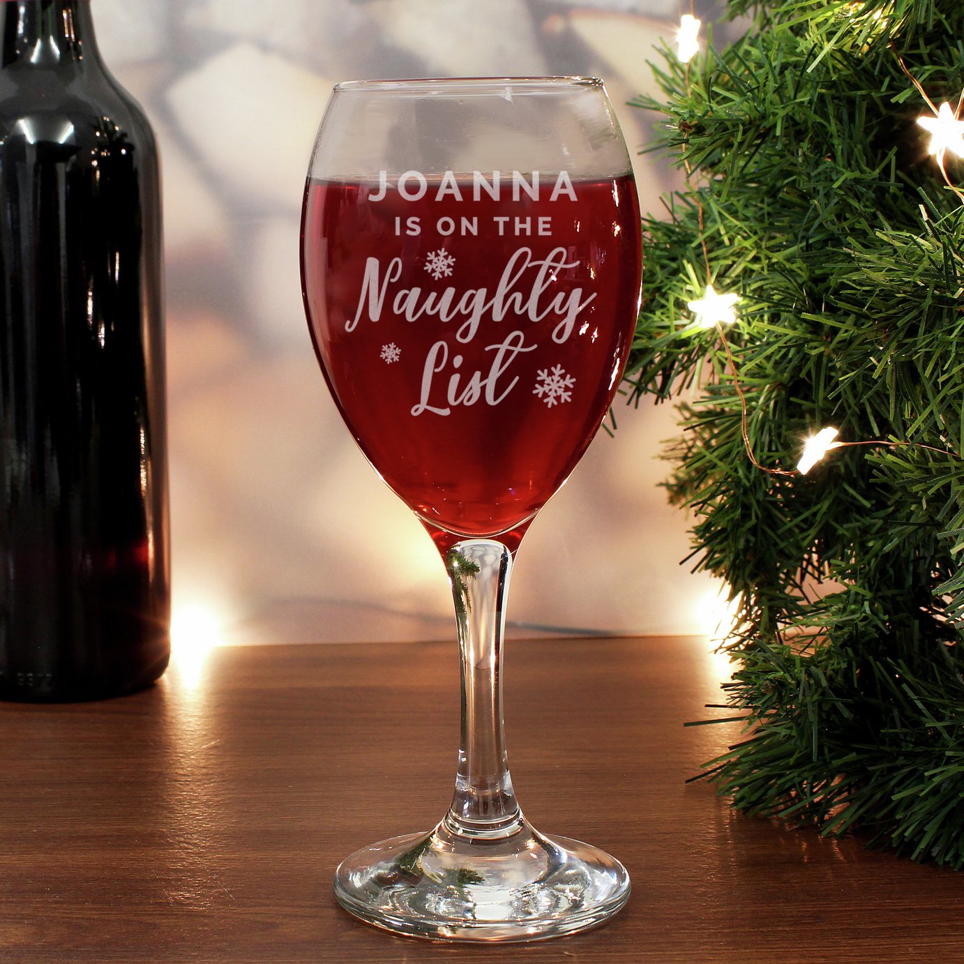 Personalised Message Naughty List Wine Glass