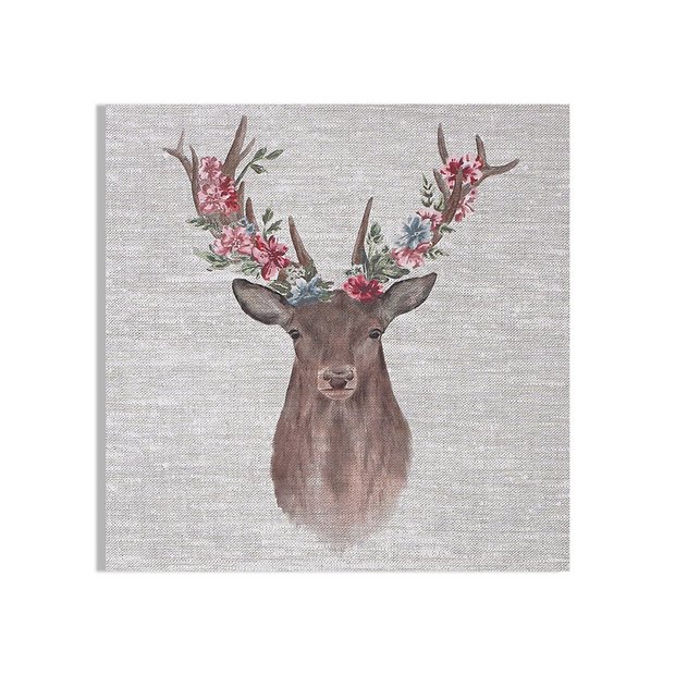 Buy Art For The Home Watercolour Floral Stag Canvas Wall Art Pictures And Wall Art Argos