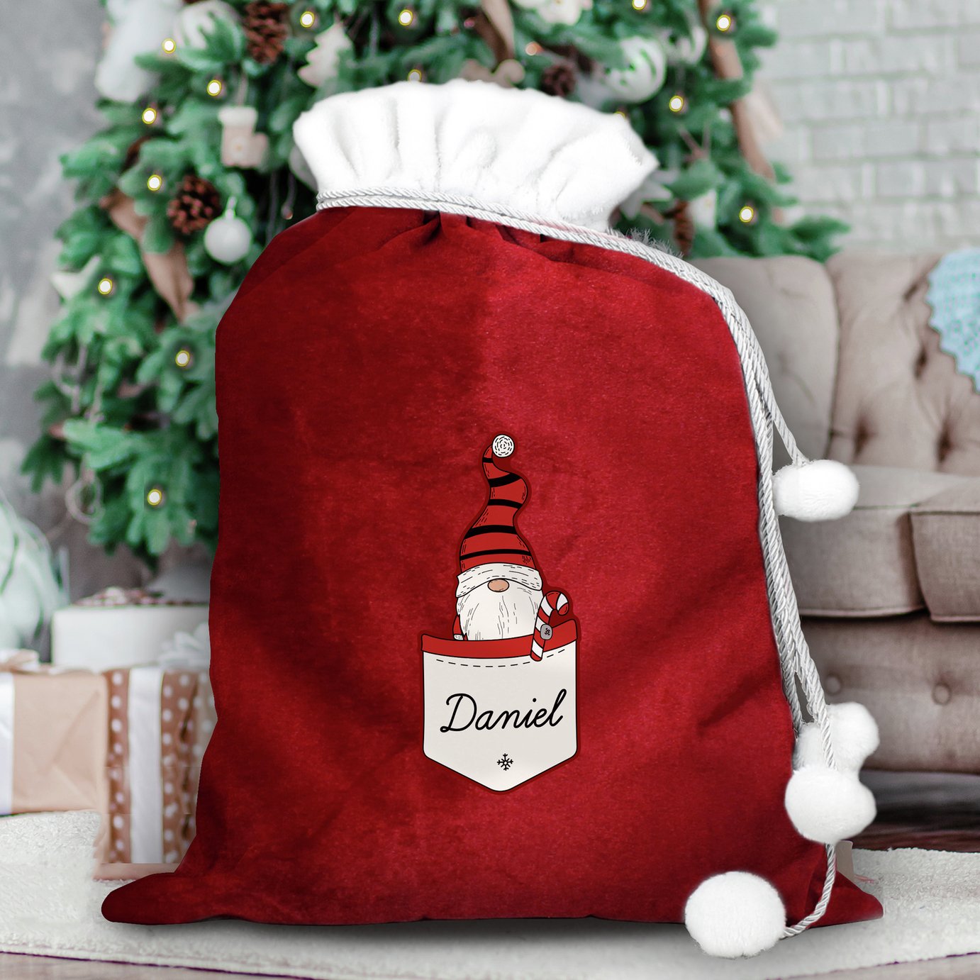 Personalised Message Gonk Boy Christmas Sack