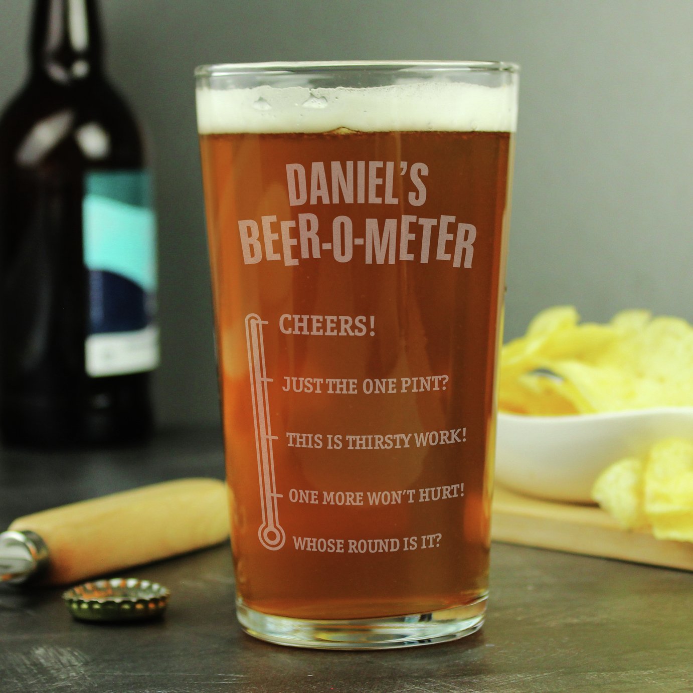 Personalised Message Beer O Meter Pint Glass