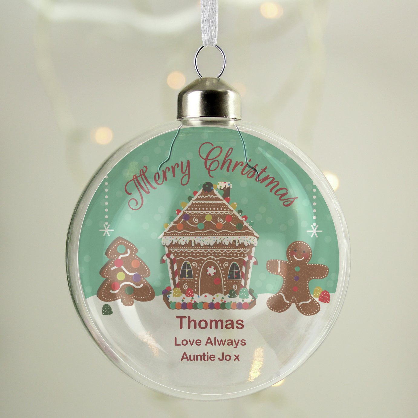 Personalised Message Gingerbread House Christmas Bauble
