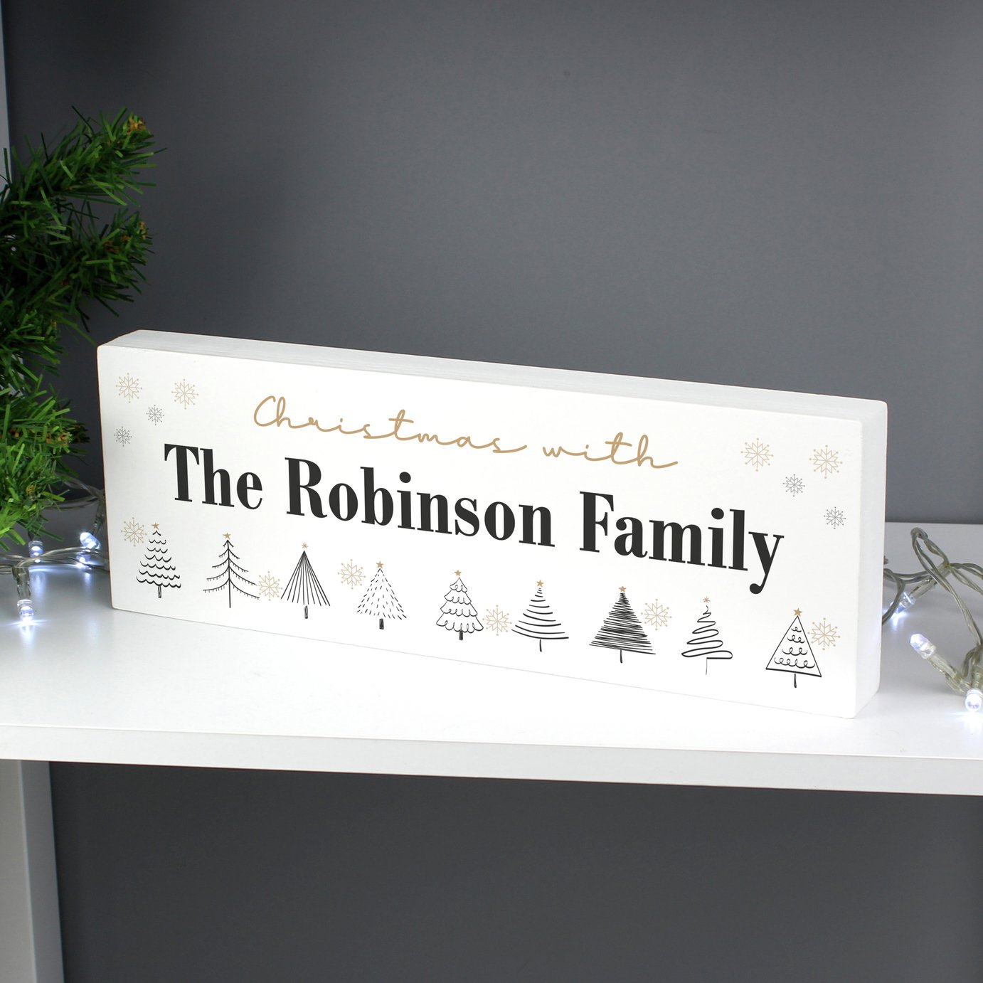 Personalised Message Trees Wooden Mantel Christmas Ornament