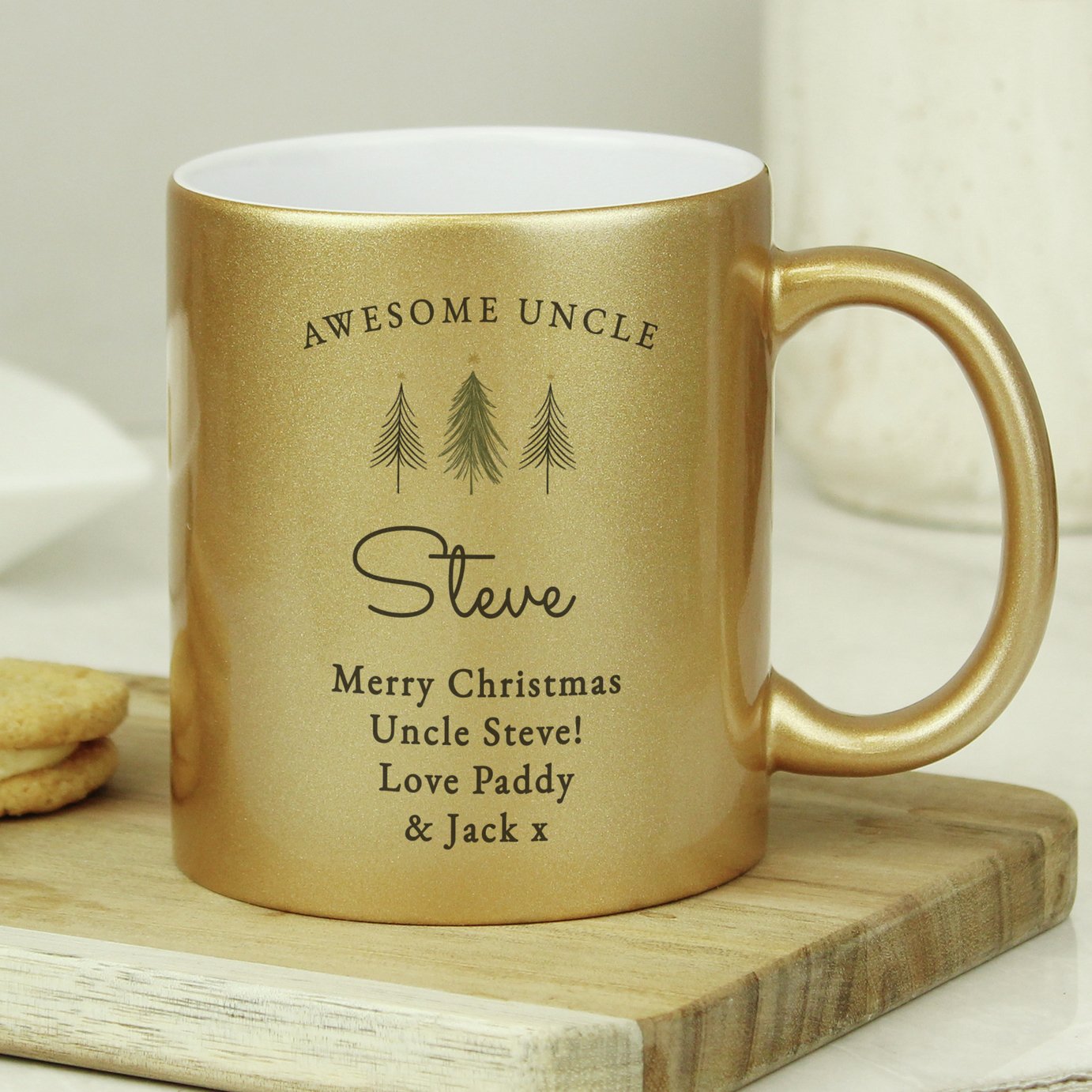 Personalised Message Christmas Tree Mug - Gold
