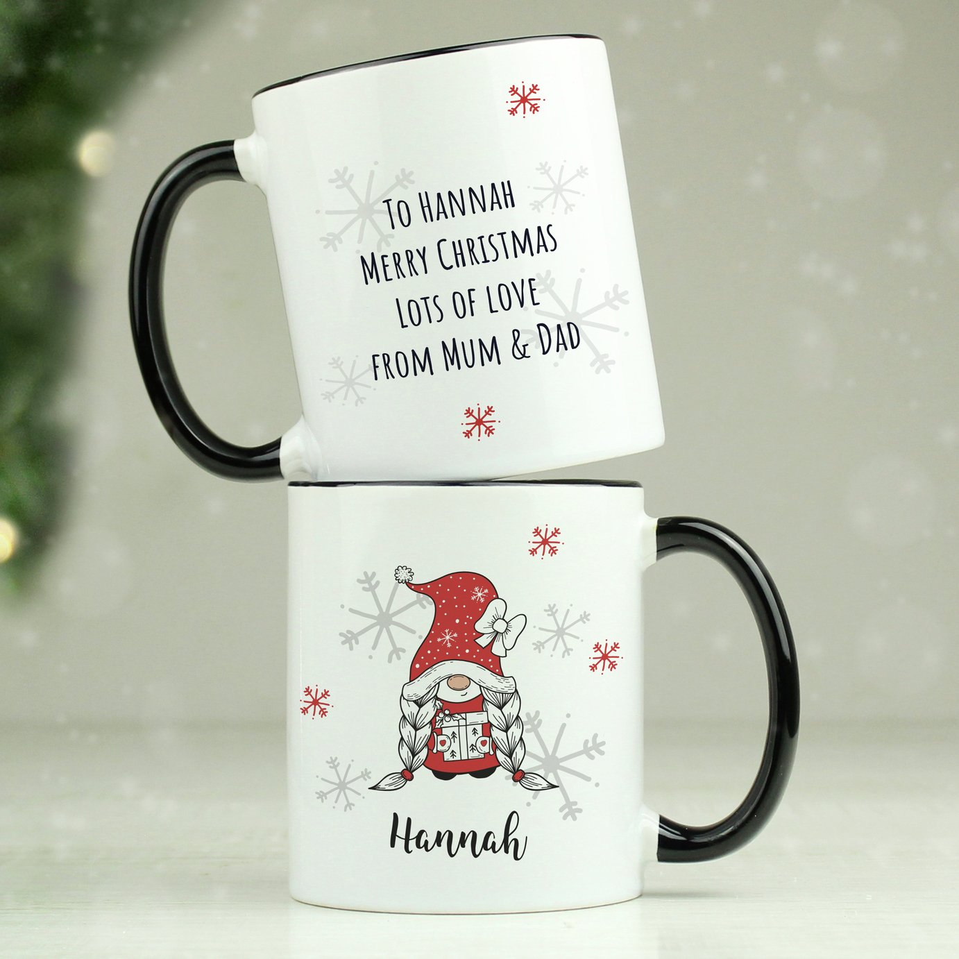 Personalised Message Gonk Girl Christmas Mug