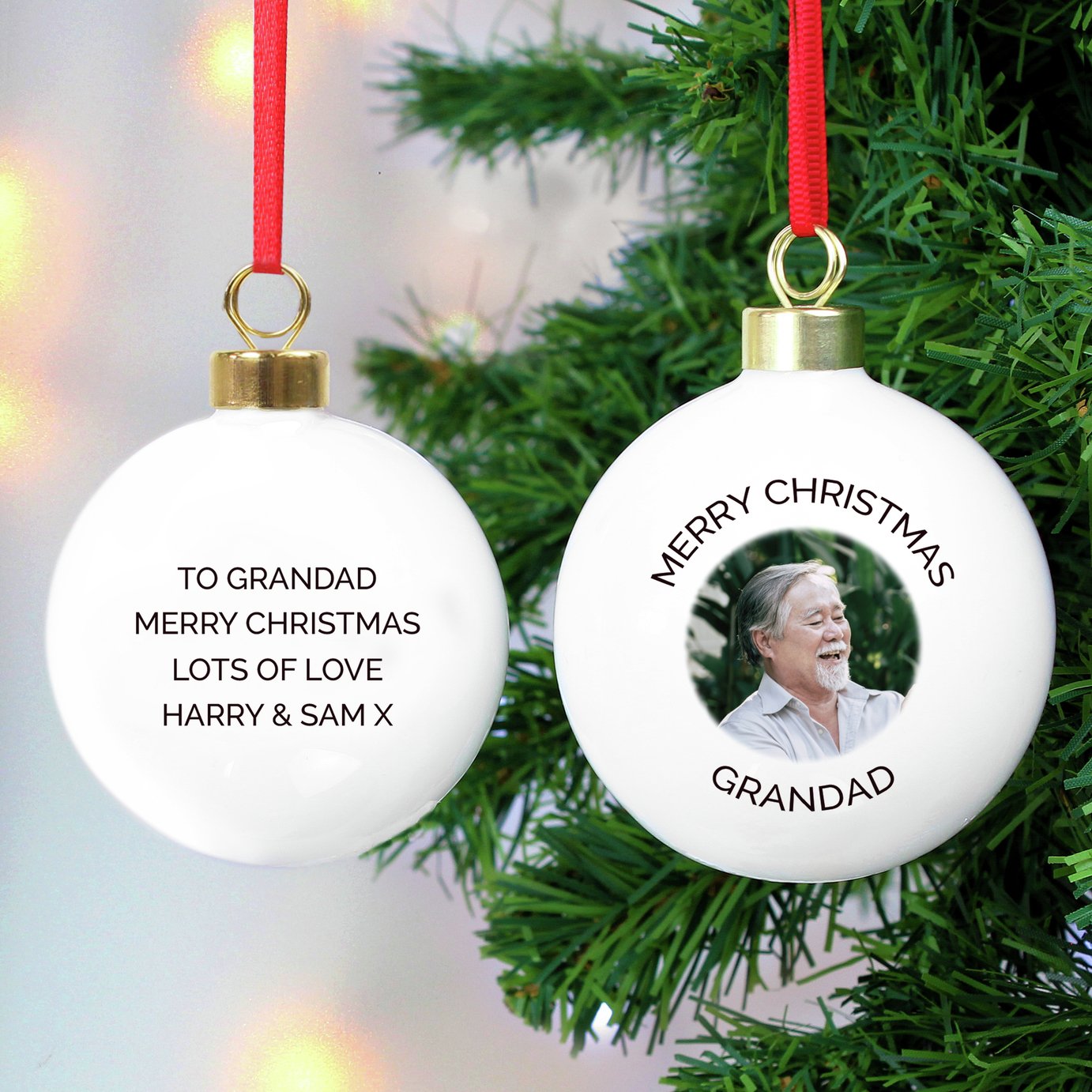 Personalised Message Photo Upload Christmas Bauble