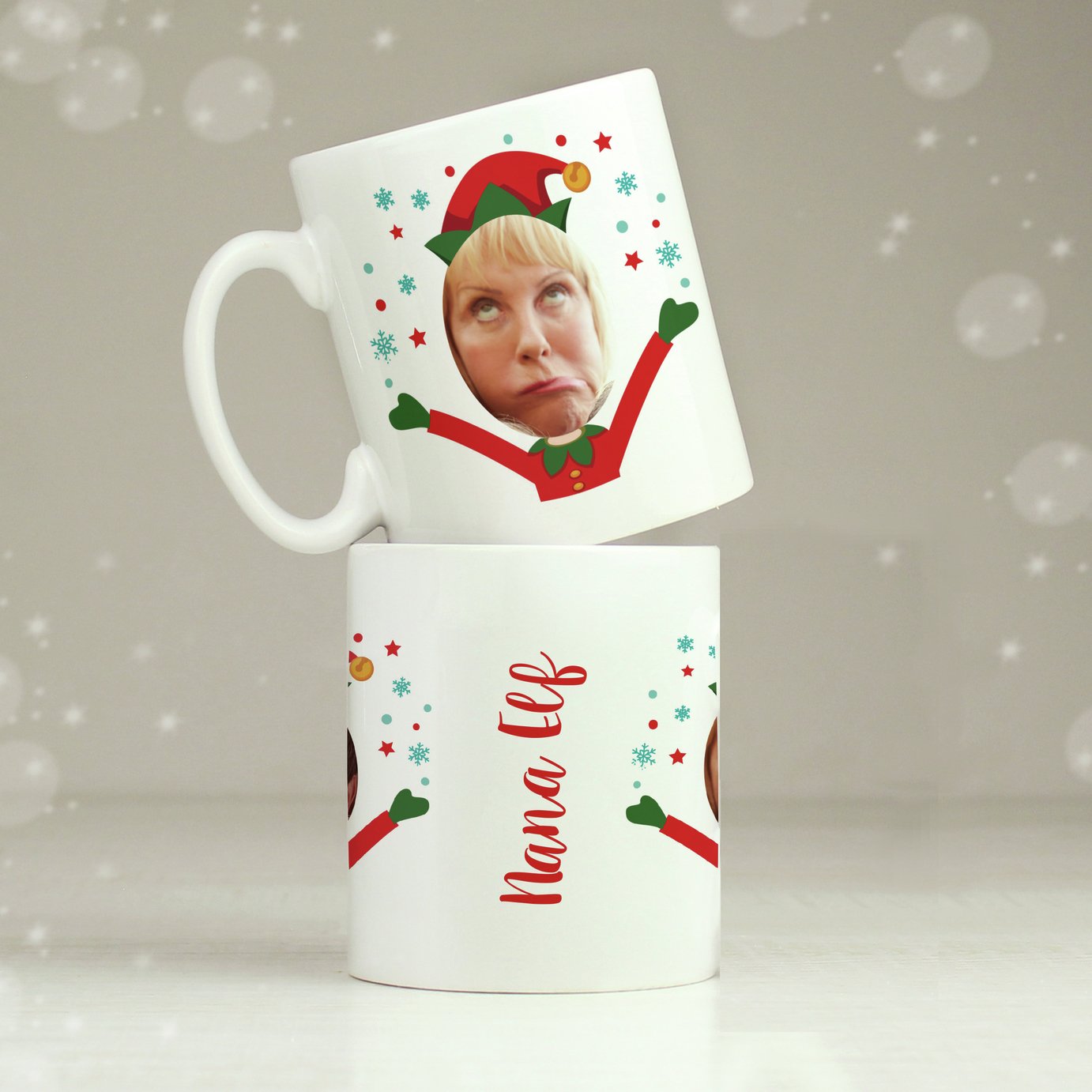 Personalised Message Photo Upload Christmas Elf  Mug