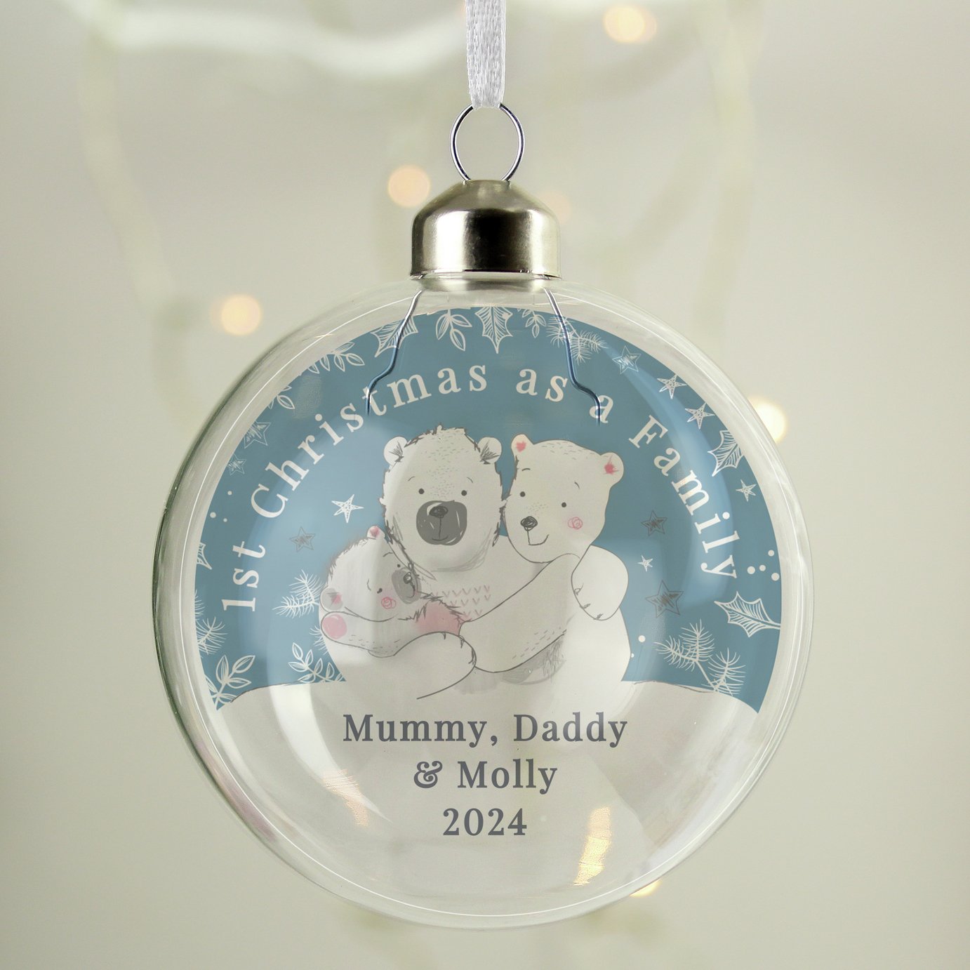 Personalised Message Glass Family Christmas Bauble