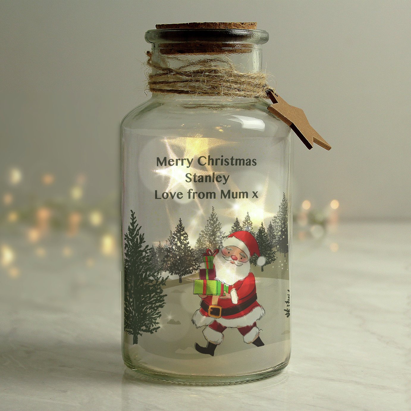 Personalised Message Santa LED Jar Christmas Decoration