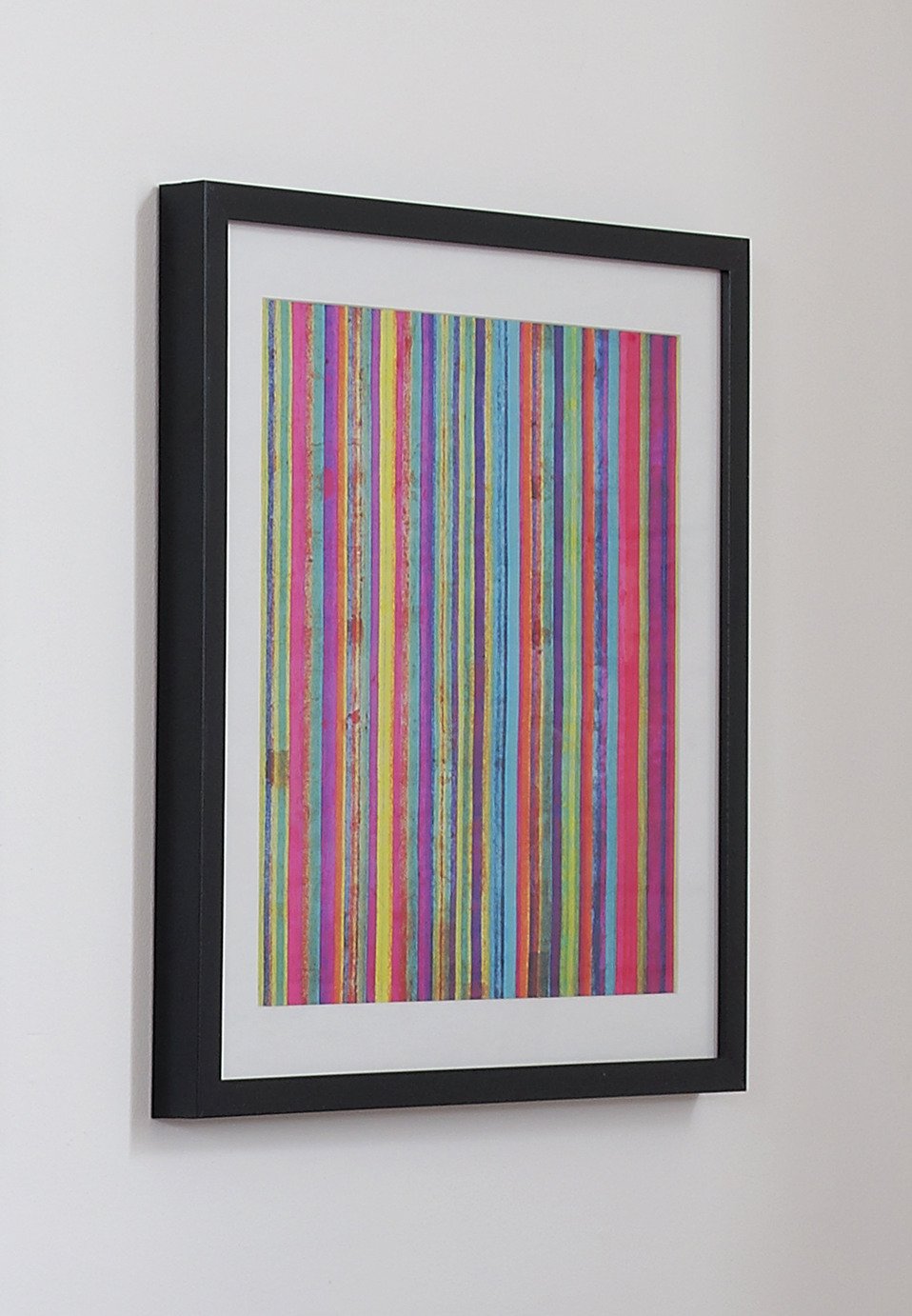 Art for the Home Neon Stripe Framed Print - 50x50cm