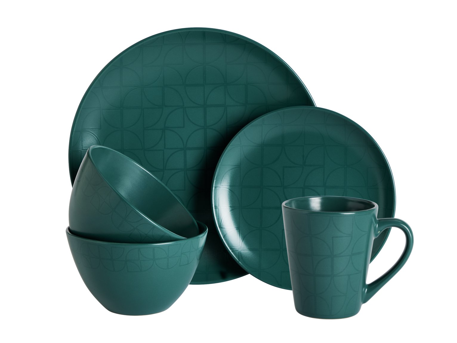 Argos Home Geo 16 Piece Dinner Set - Teal