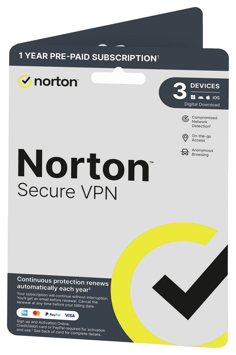 Norton Secure VPN 3 Devices 1 Year Digital Download