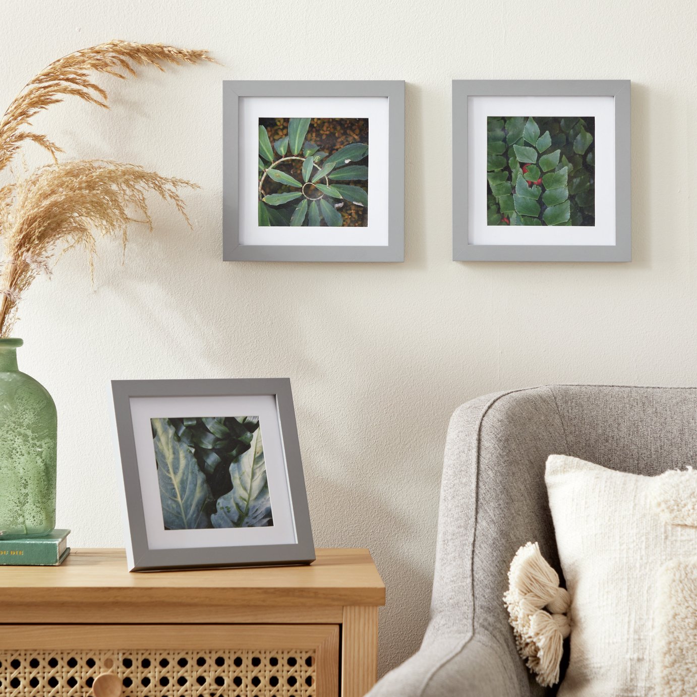 Habitat 3 Pack Grey Wooden Picture Frames - 4x4"