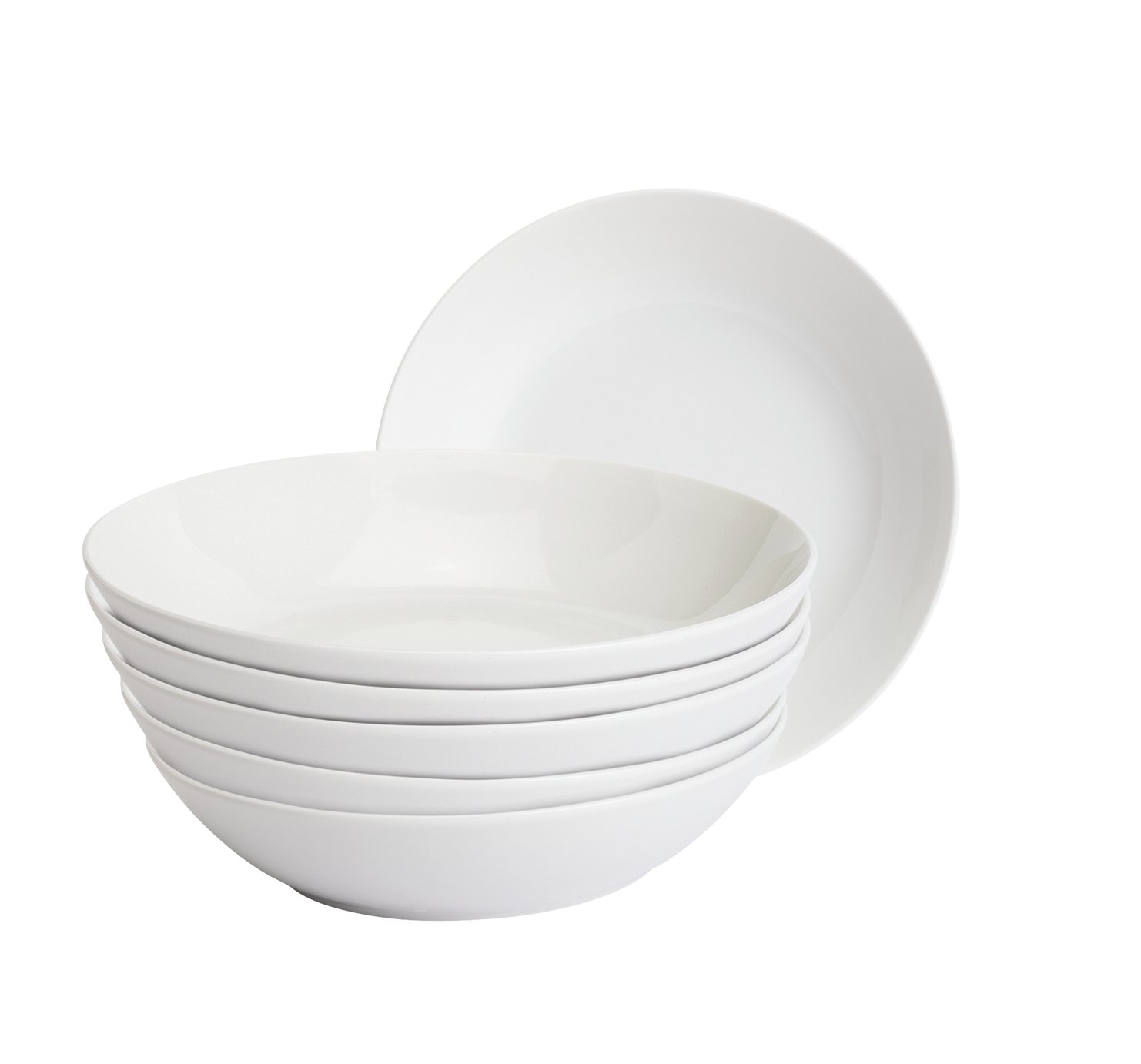  Home Essentials 6 Piece Porcelain Pasta Bowls - White