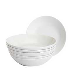 Home Essentials 6 Piece Porcelain Pasta Bowls - White