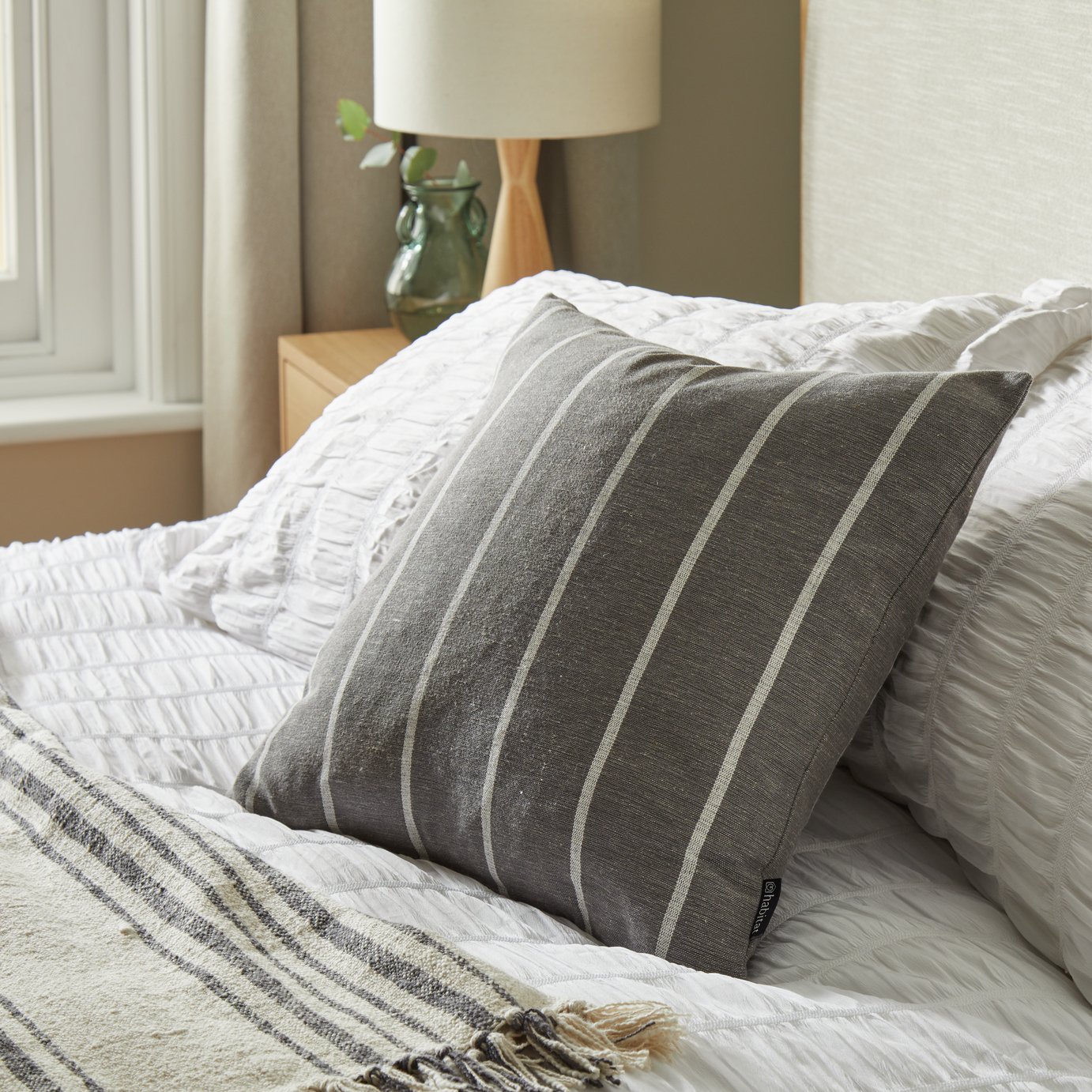 Habitat Linear Striped Cushion - 43x43cm