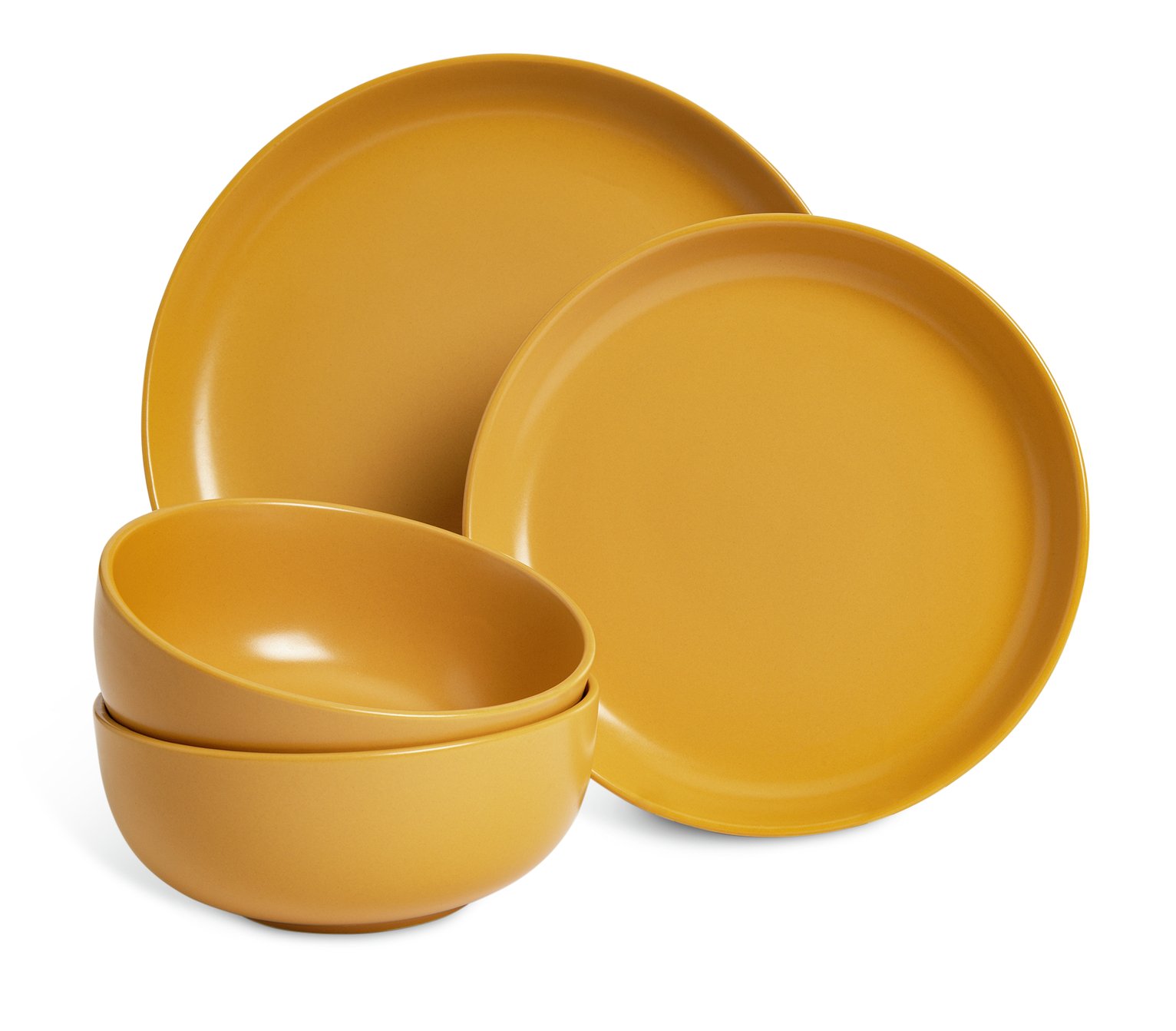 Habitat Matte Glaze 12 Piece Stoneware Dinner Set - Mustard