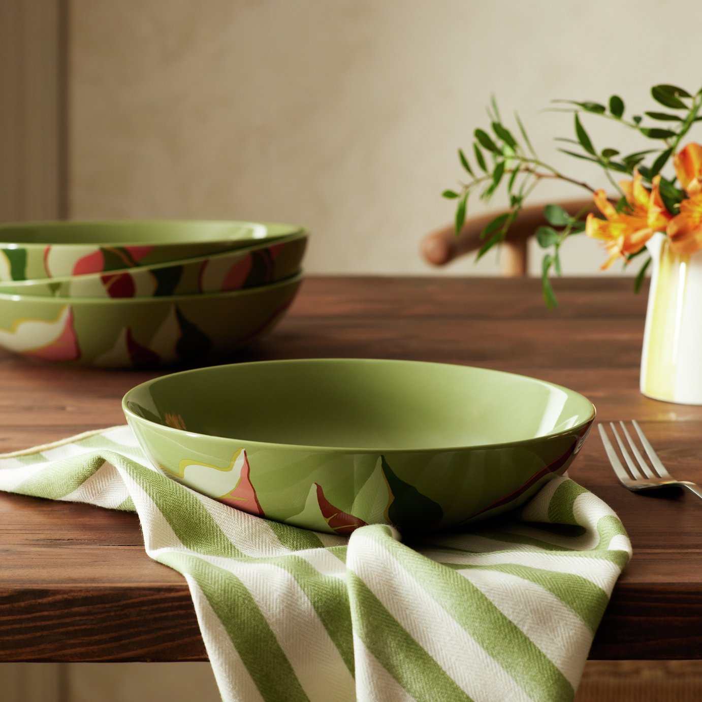 Habitat x Sanderson & National Trust Berries Pasta Bowls 4pk