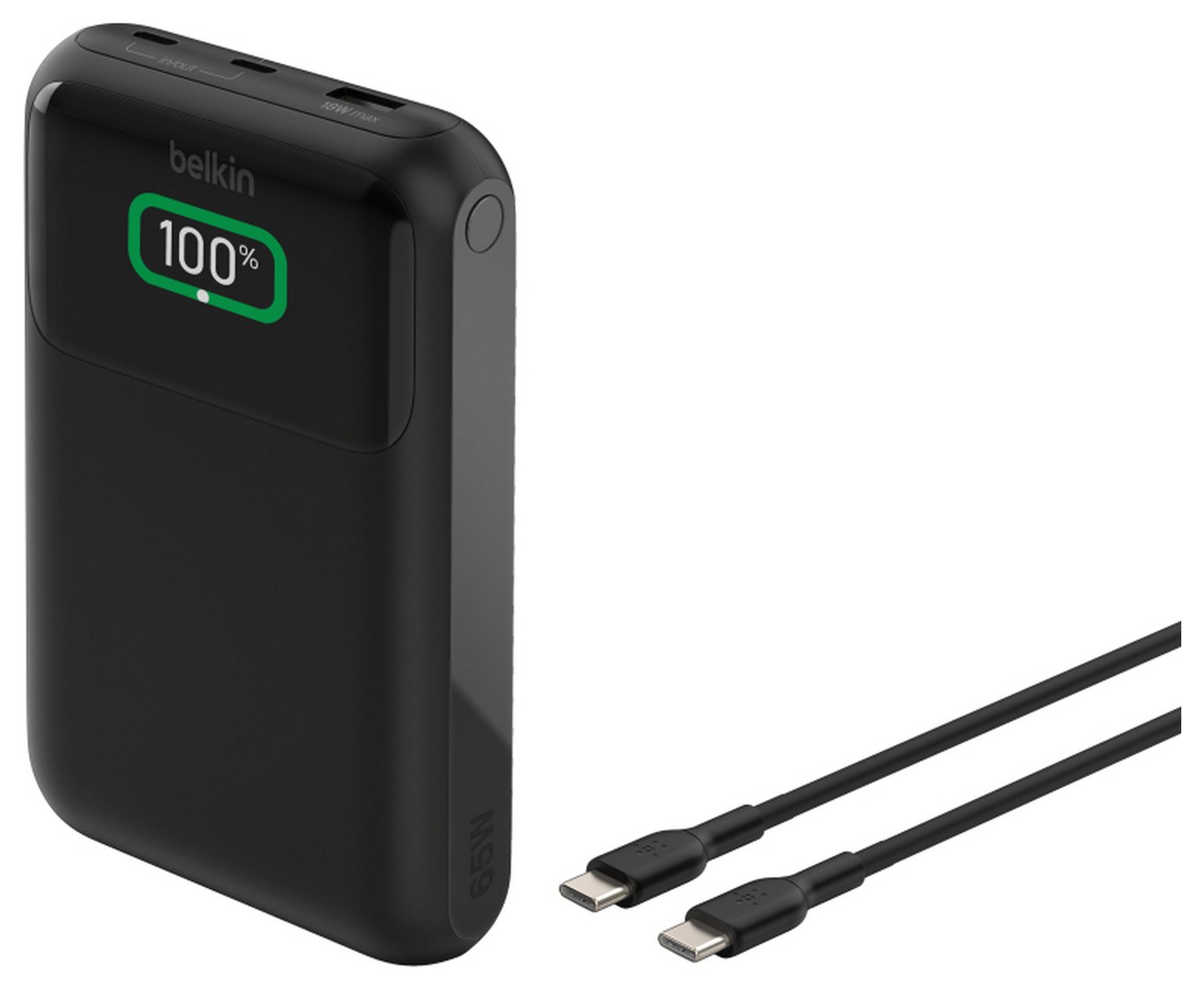 Belkin 20,000mAh 65W Laptop Charger Power Bank USB-C - Black