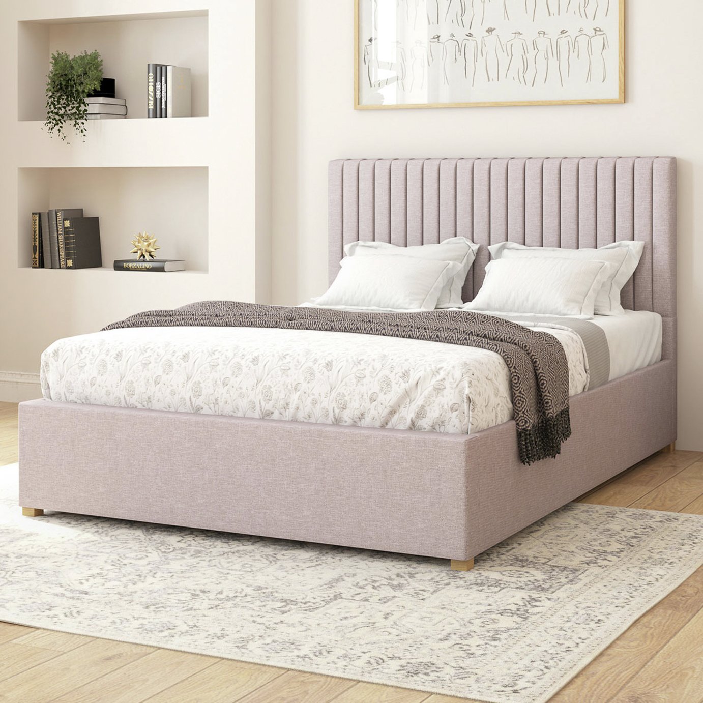 Aspire Grant Velvet Adjustable Bed Frame with Mattress