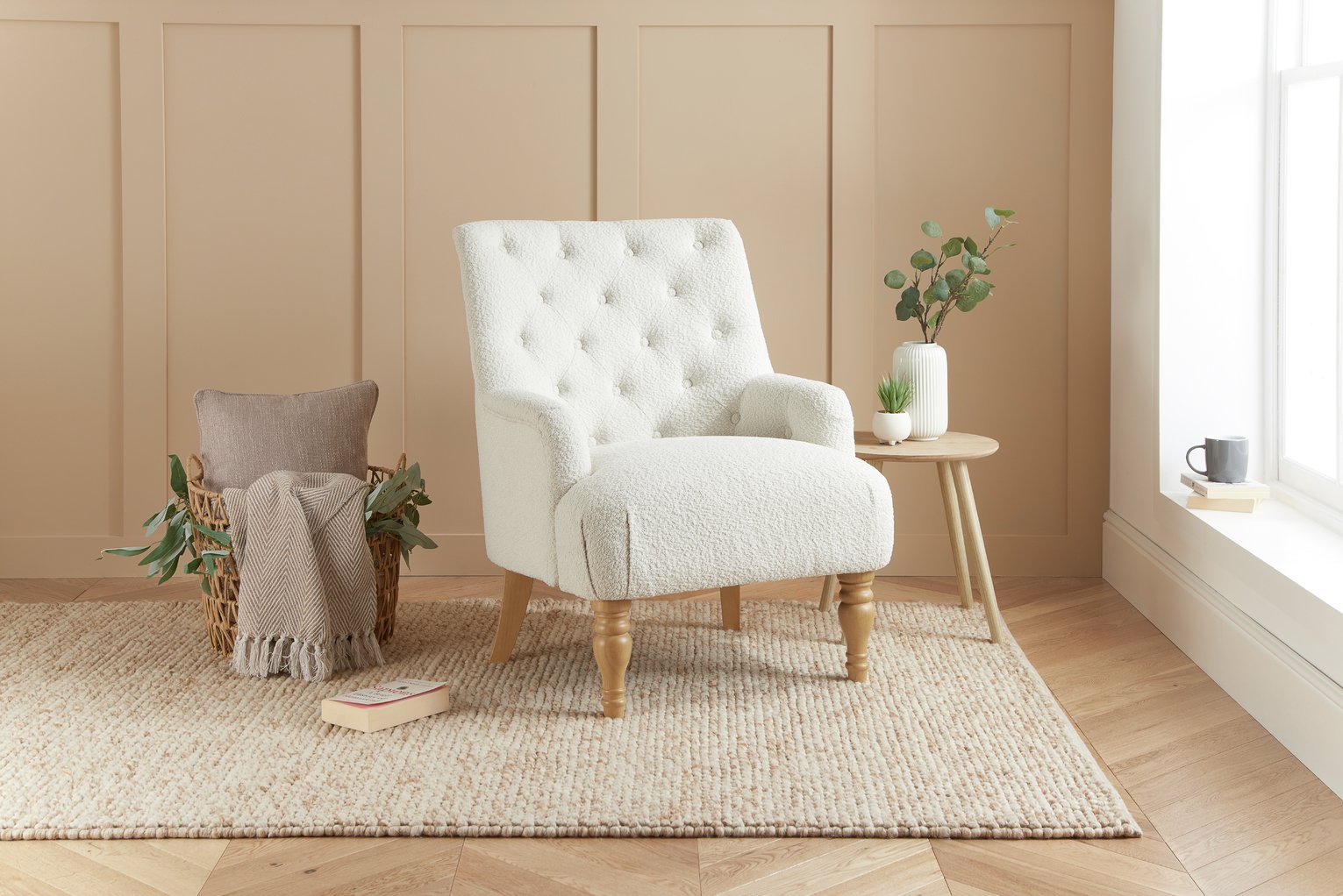 Birlea Padstow Boucle Armchair - White