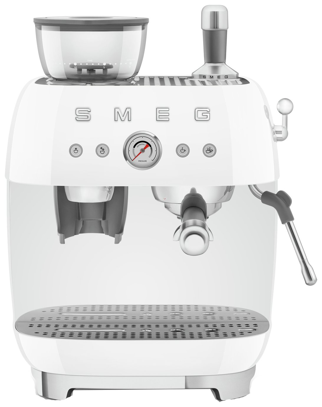 Smeg EGF03WHUK Espresso Coffee Machine with Grinder - White