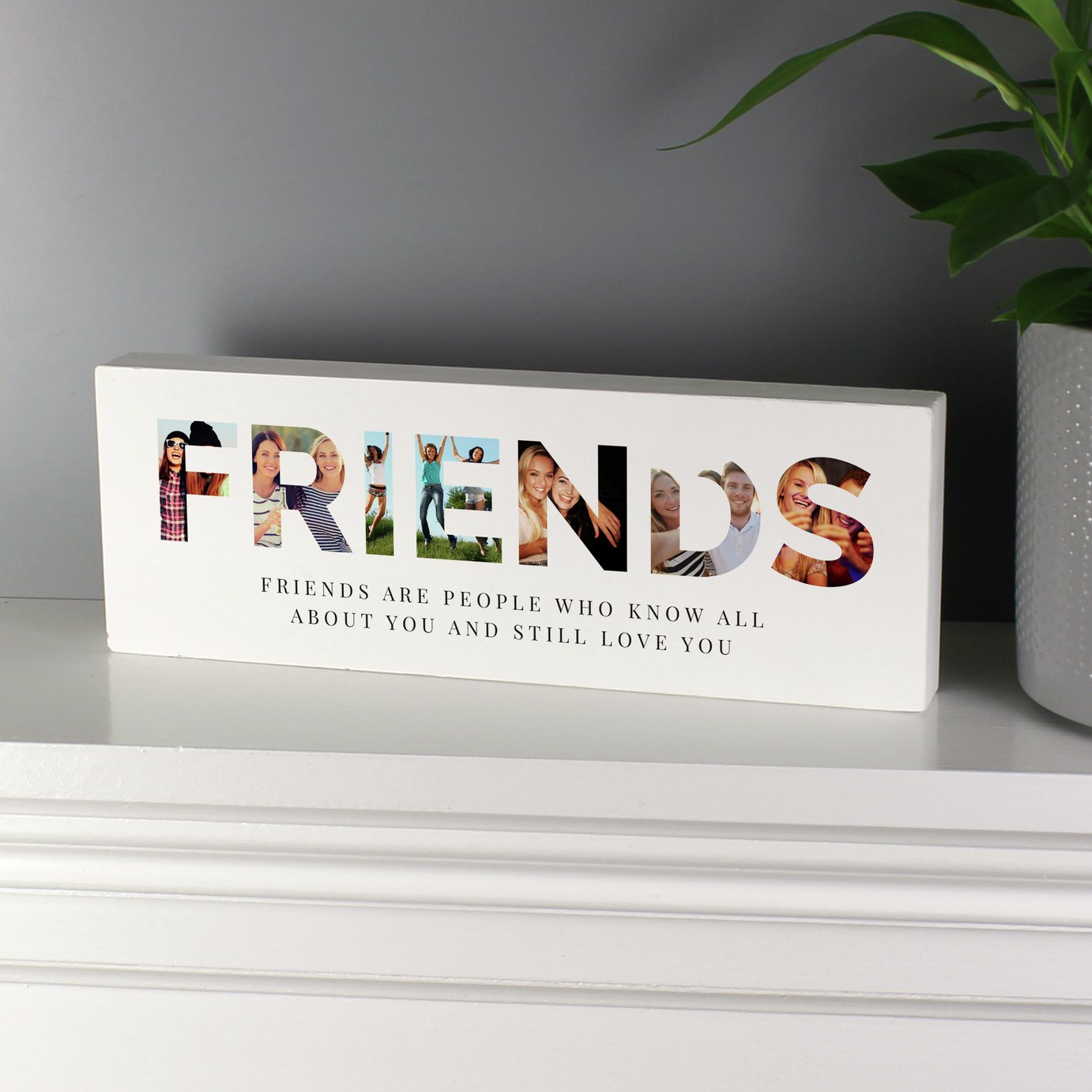 Personalised Message Friends Photo Upload Wooden Ornament