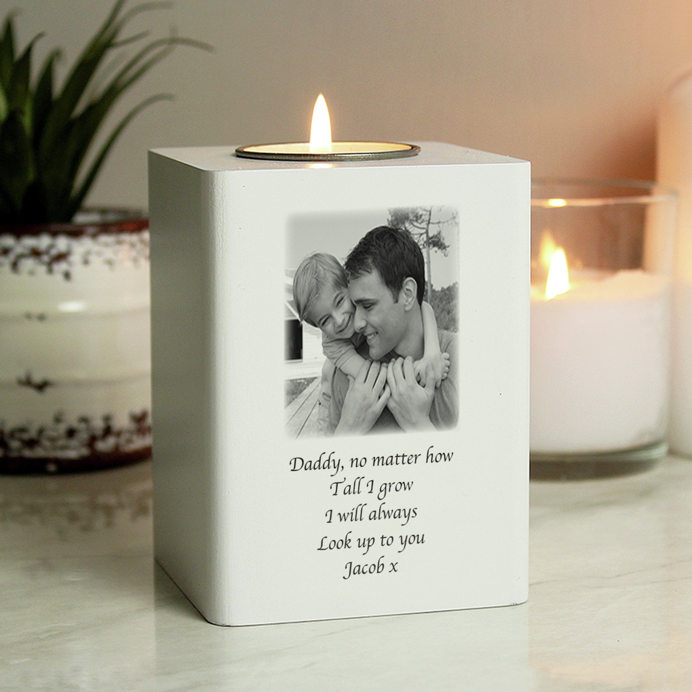 Personalised Message Photo Tea Light Holder