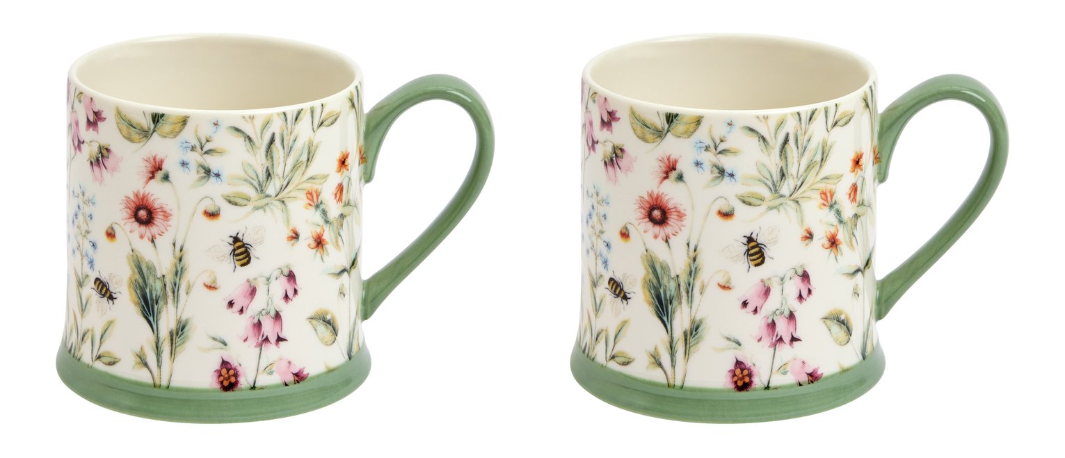 Argos Home Floral 2 Piece Fine China Tankard