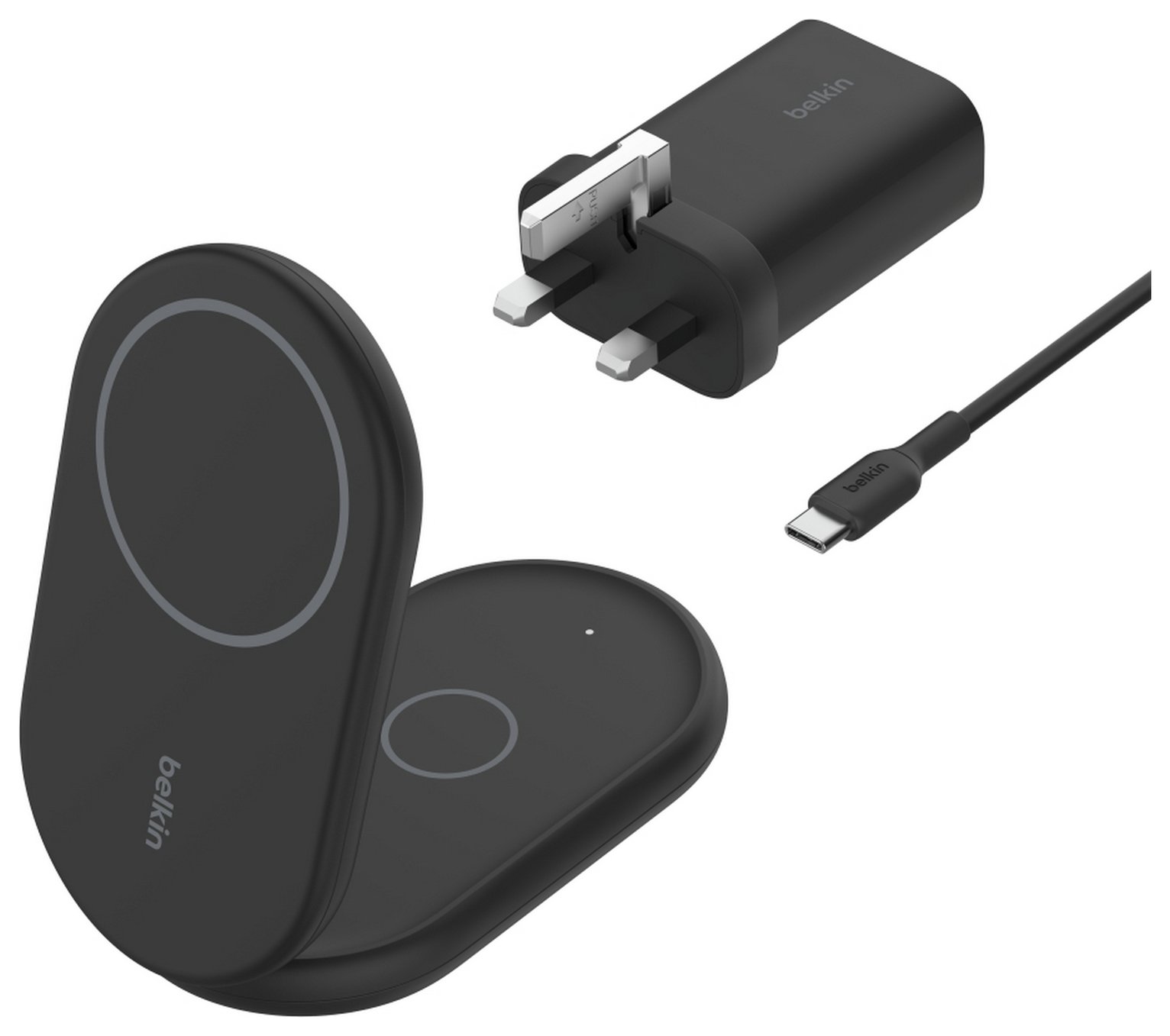 Belkin 2-in-1 Qi2 MagSafe Compatible Wireless Charger Black