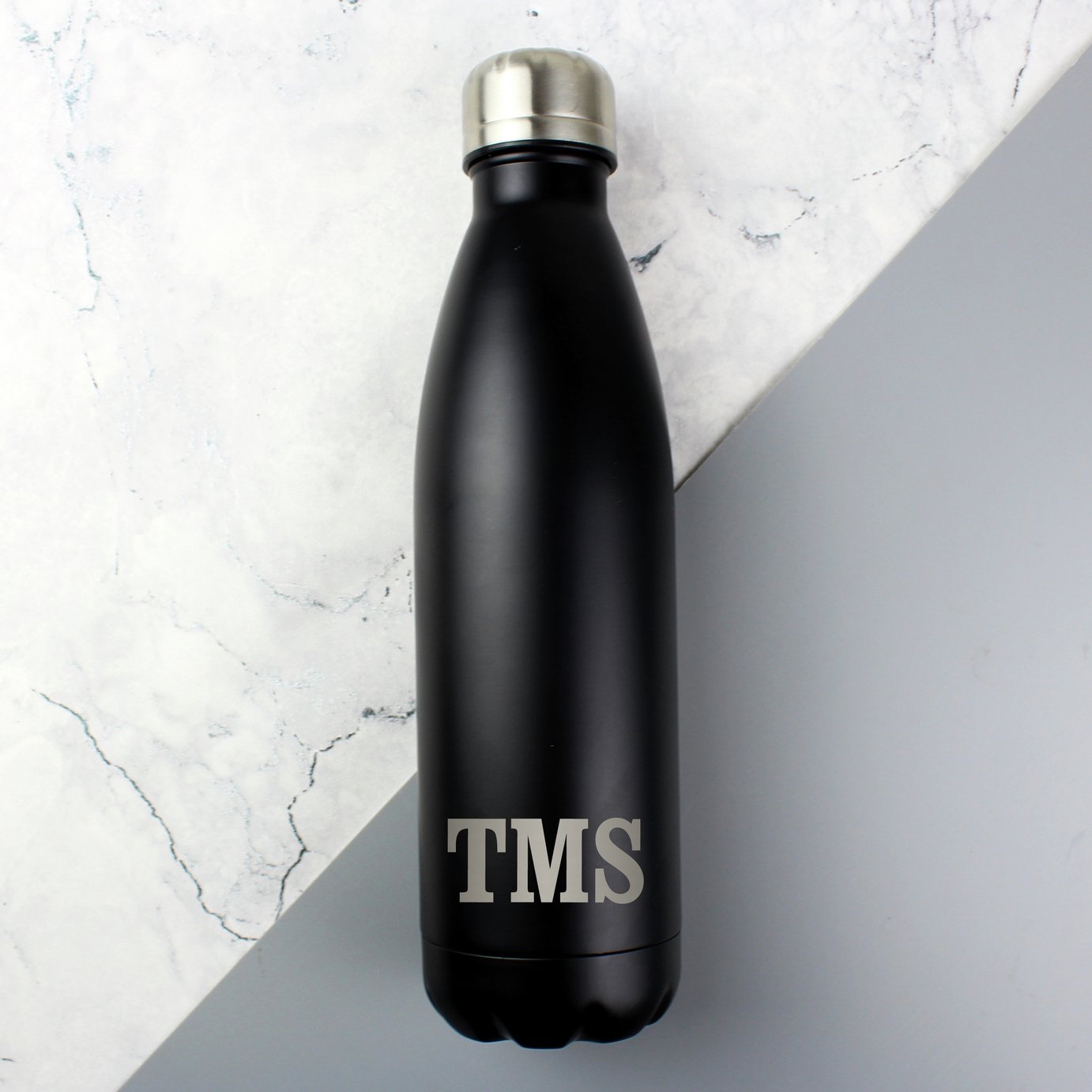 Personalised Message Initials Black Water Bottle - 500ml