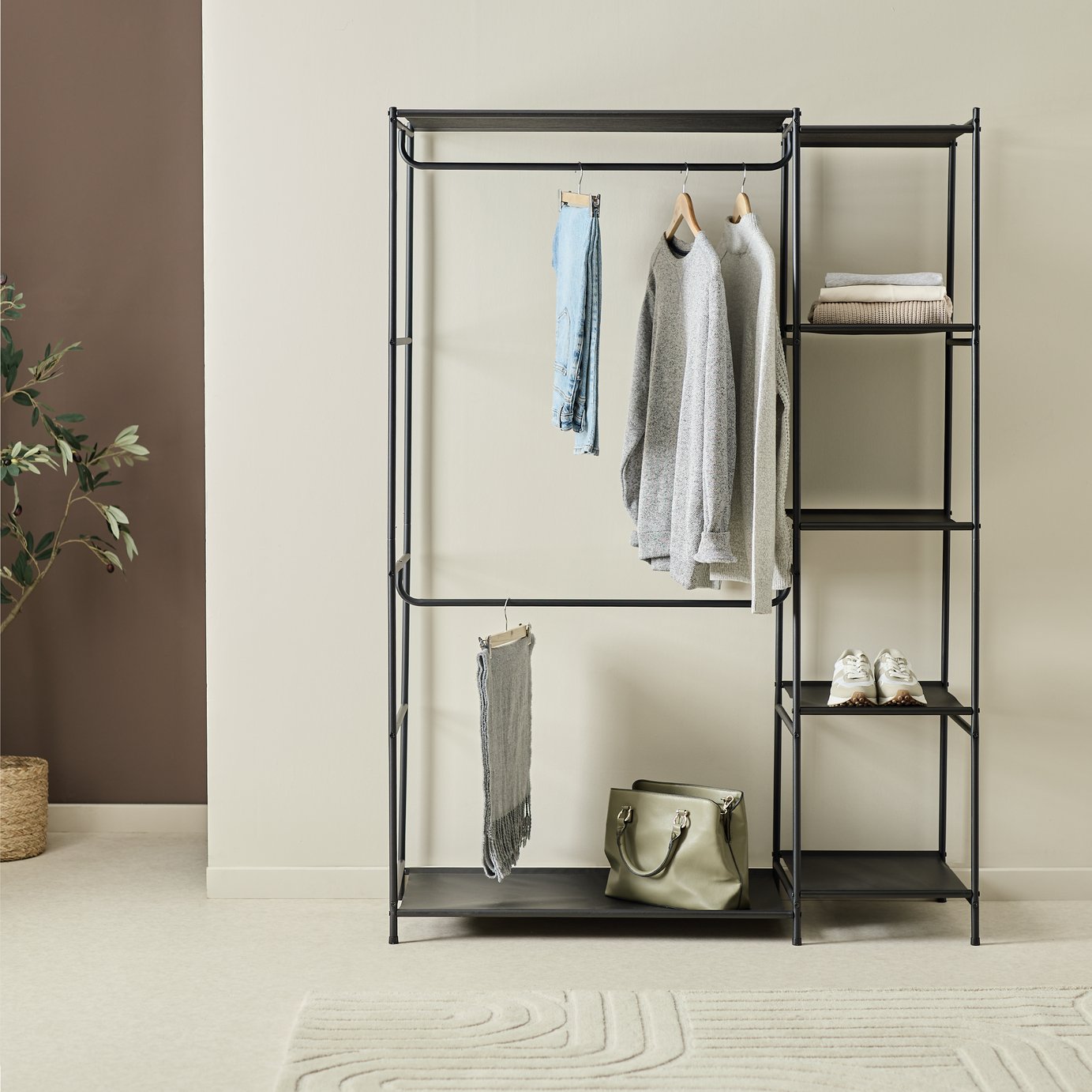 Argos Home Spencer 2 Rail 4 Shelf Wardrobe - Black