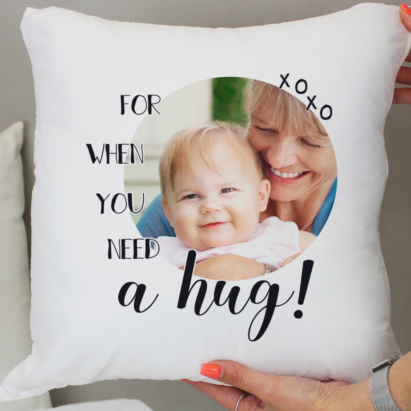 Personalised Message Need A Hug Photo Cushion