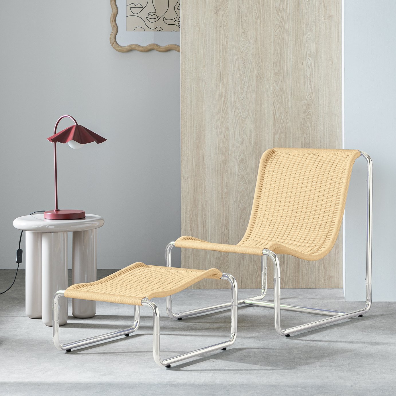 Habitat Ronan Chair &amp; Footstool - Natural