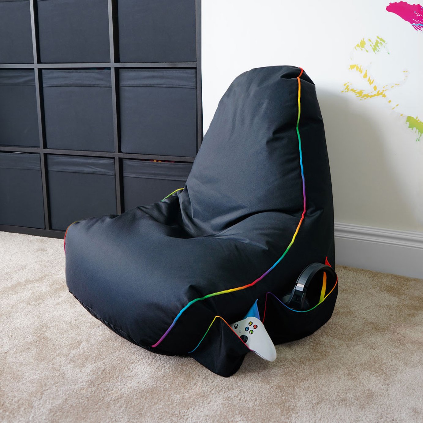rucomfy Kids Gaming Bean Bag Chair - Black