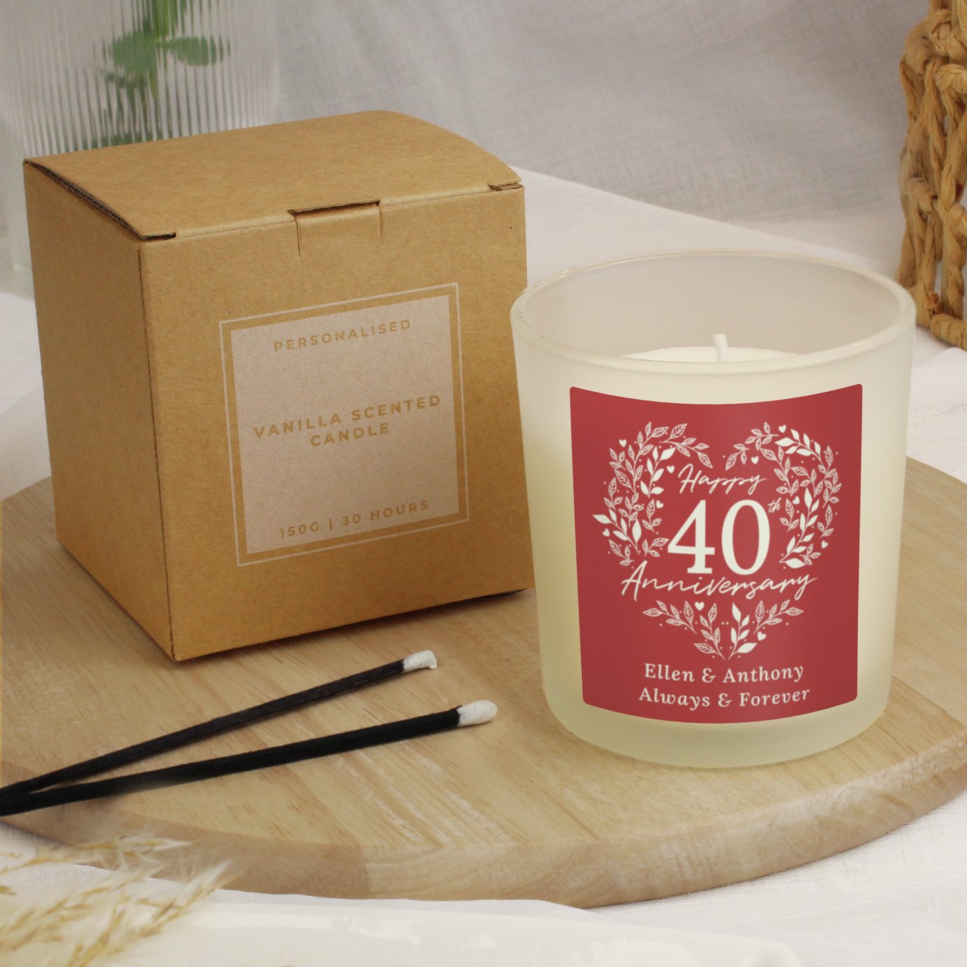 Personalised Message 40th Wedding Anniversary Candle Jar