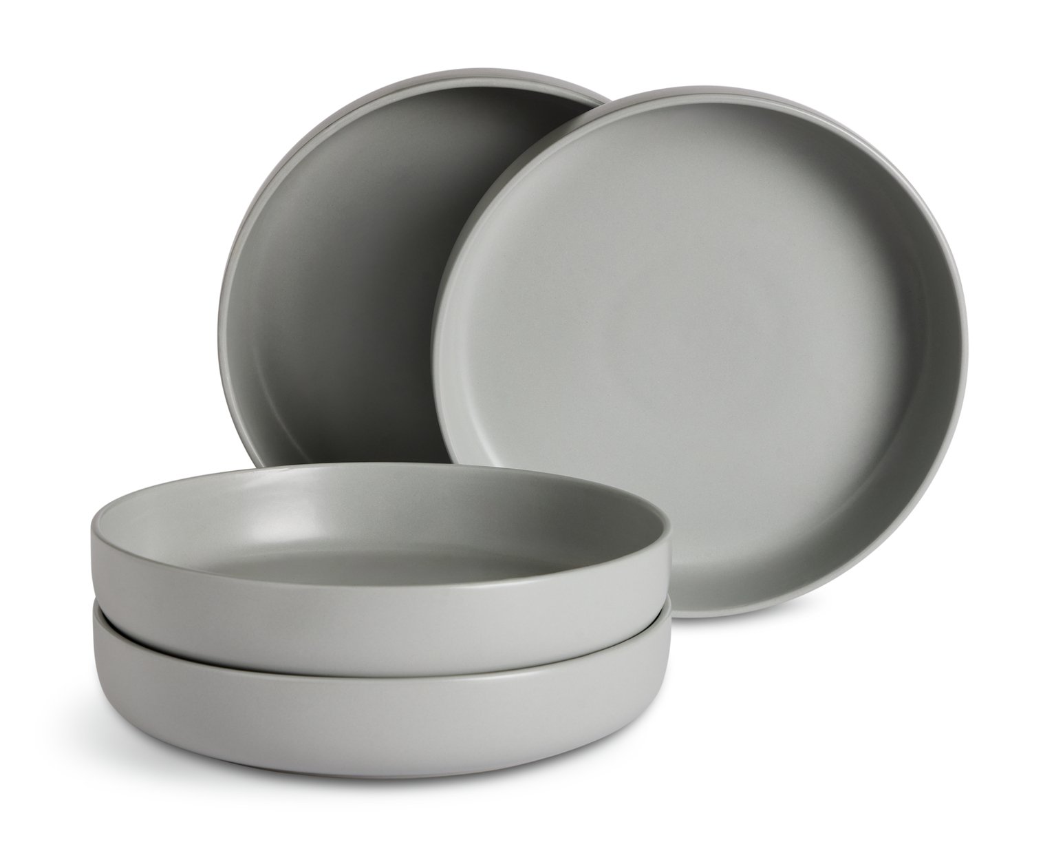 Habitat 4 Piece Stoneware Blates - Matte Grey