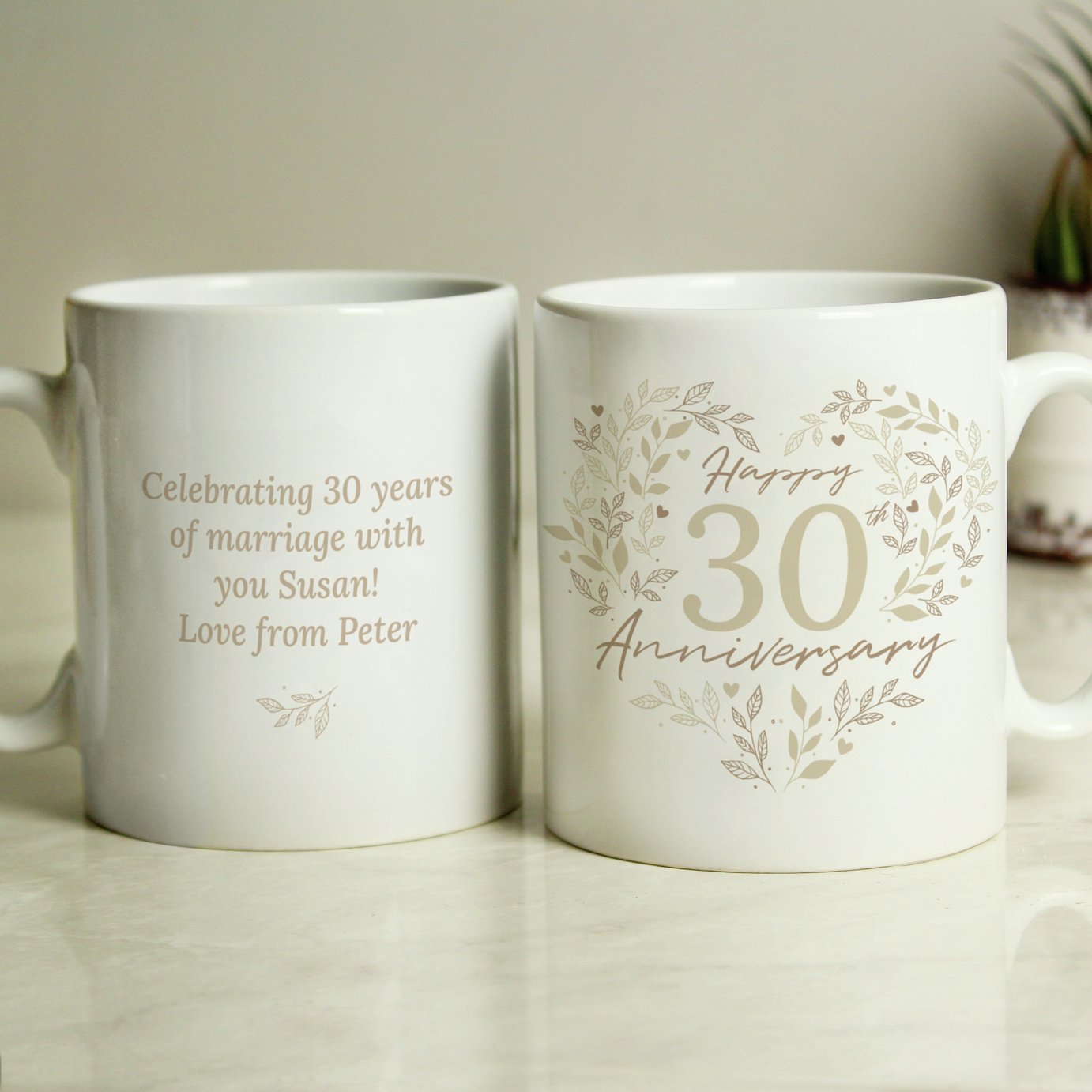Personalised Message 30th Pearl Wedding Anniversary Mug