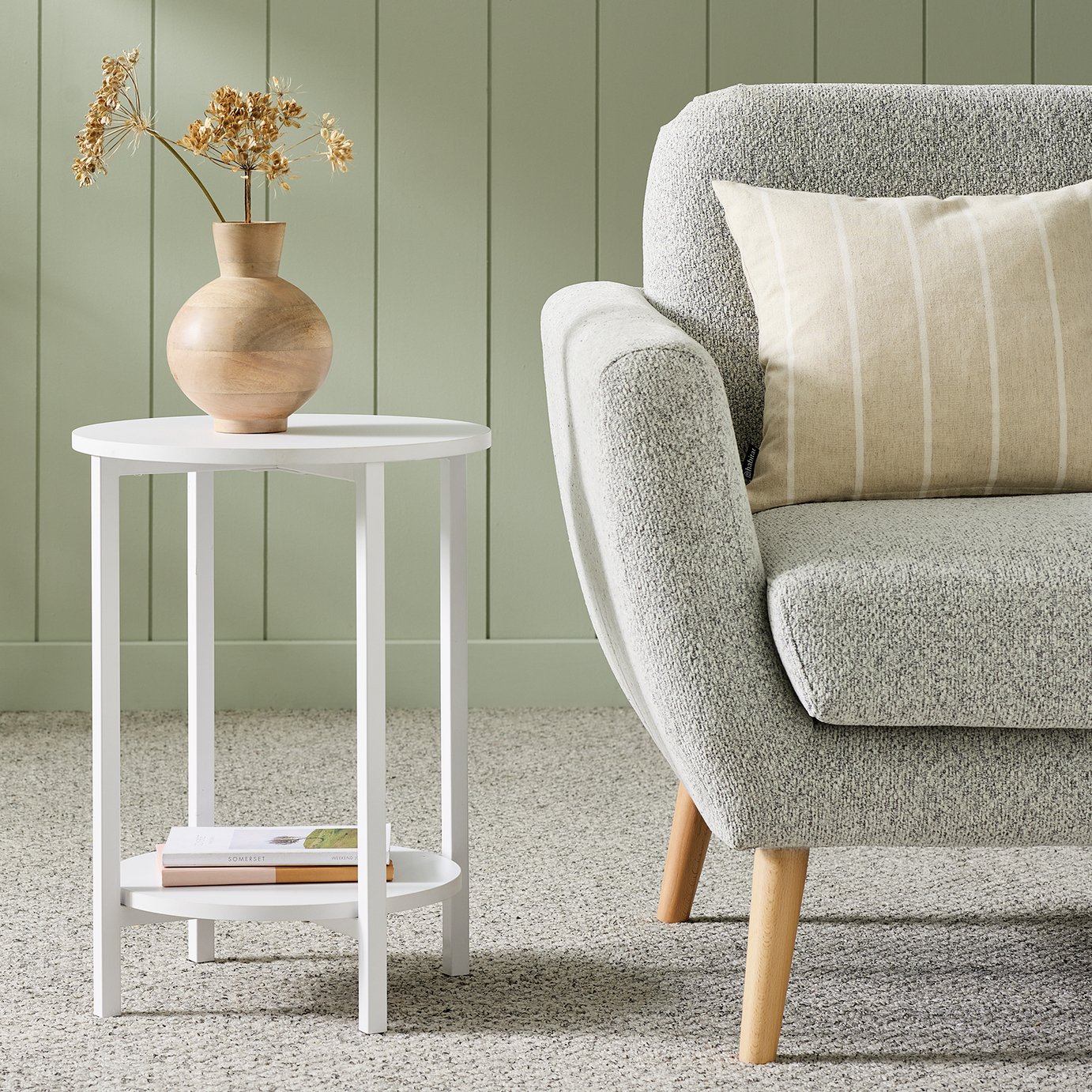 Argos Home Toby Round Side Table - White