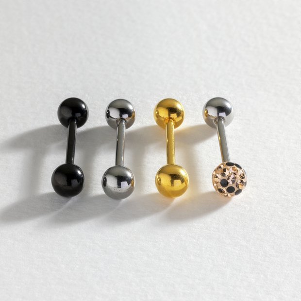 Buy Revere Surgical Steel Tongue Bars Set of 4 Body jewellery Argos