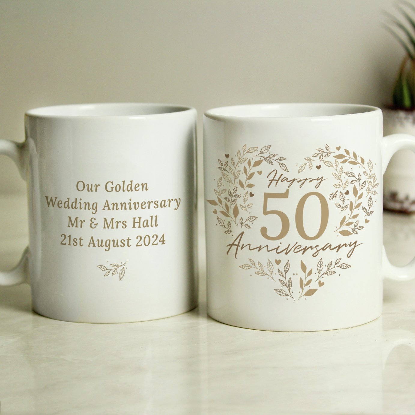 Personalised Message 50th Golden Wedding Anniversary Mug