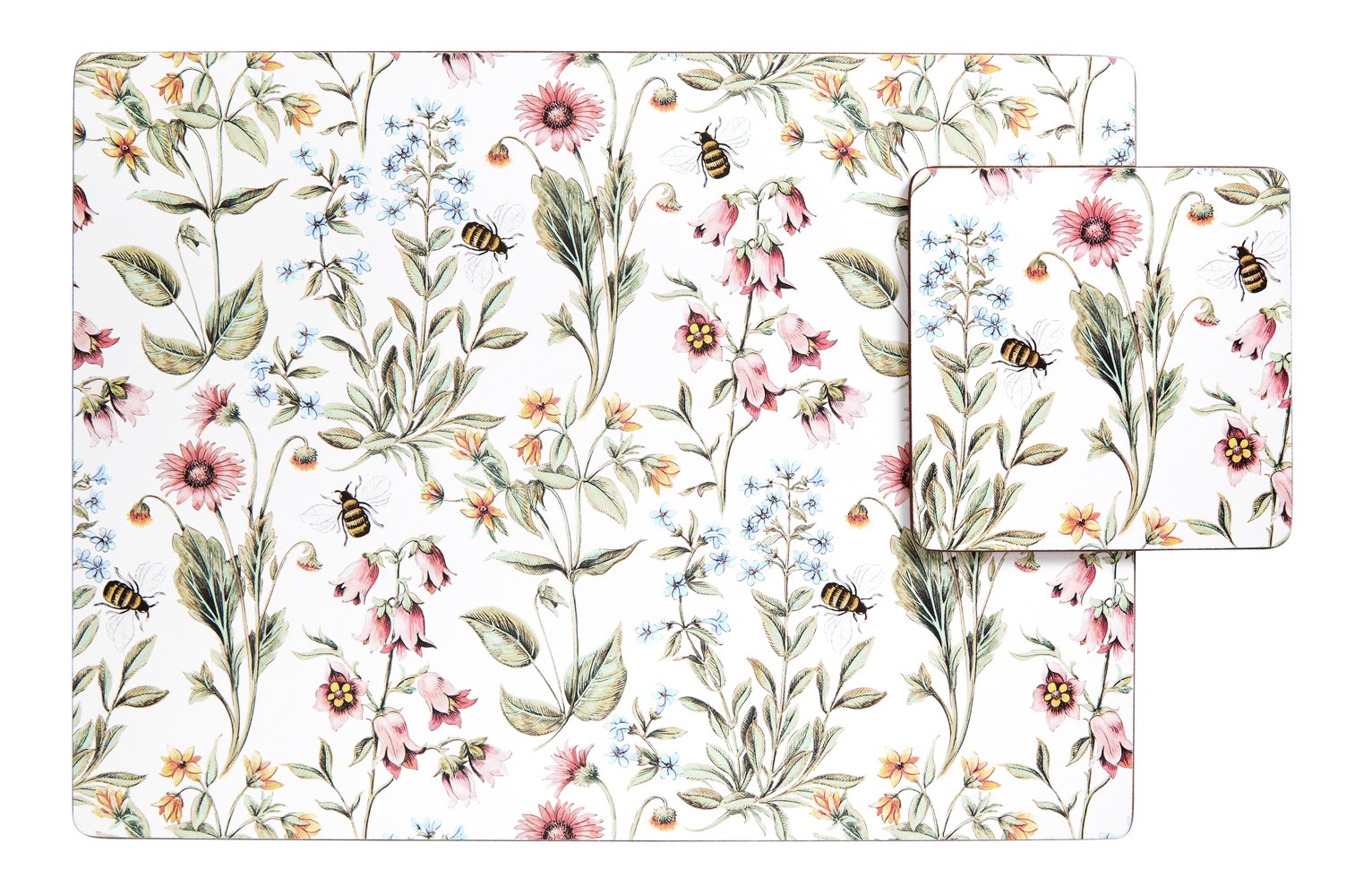 Argos Home Set of 4 Bee Floral Placemats and Coasters