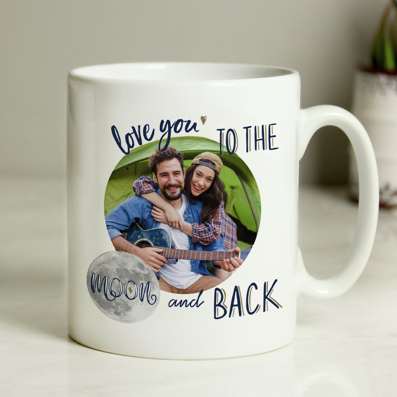 Personalised Message Moon And Back Photo Upload Mug