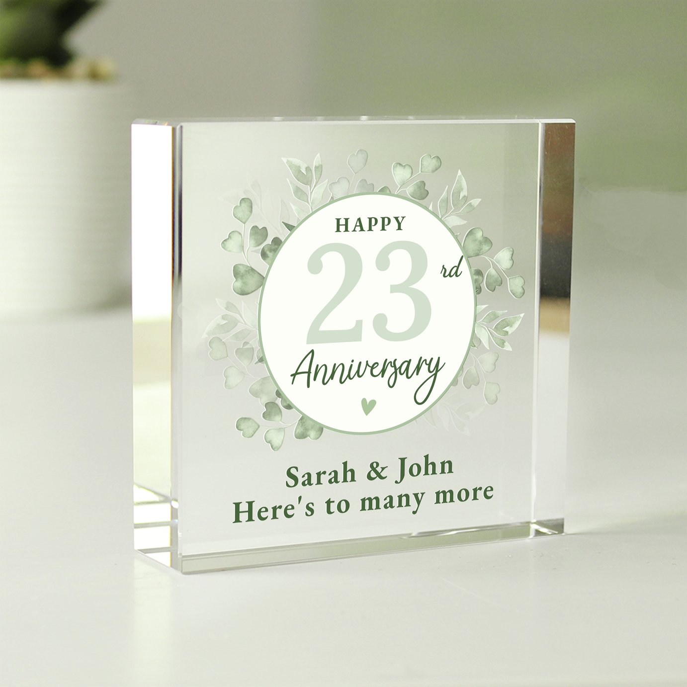 Personalised Message Anniversary Glass Block